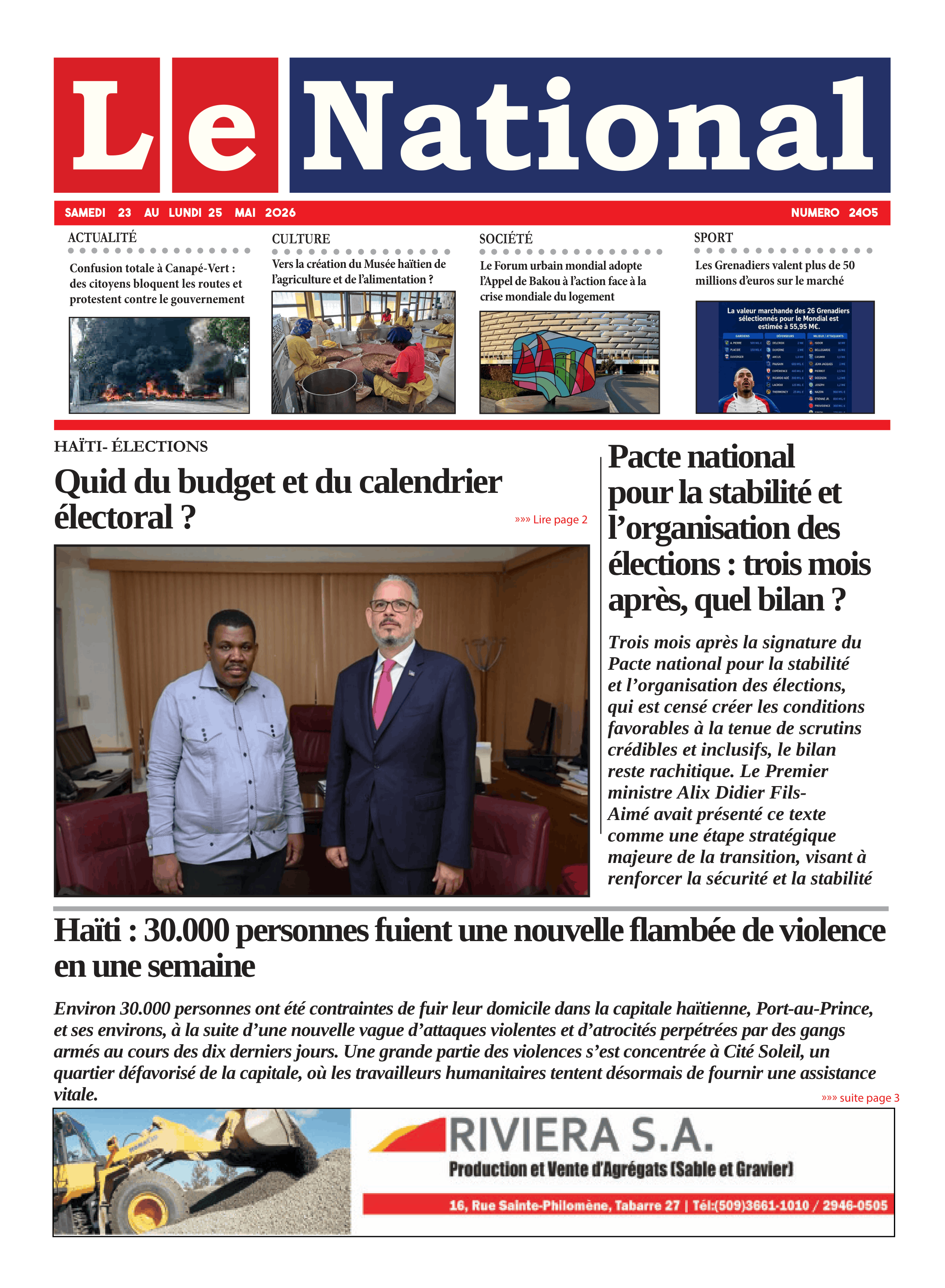 Page 1 de l'édition 2405