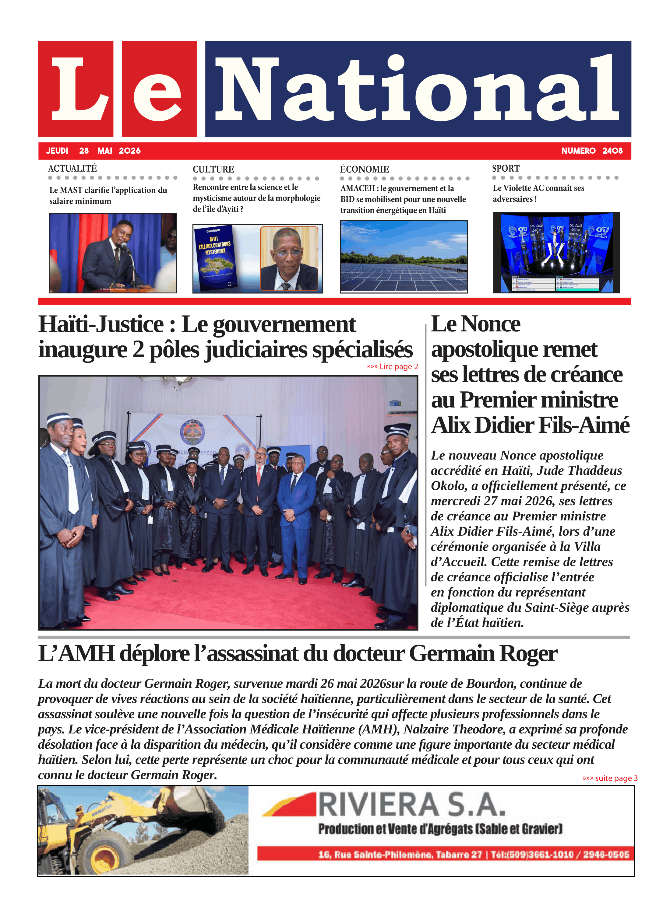 Page 1 de l'édition 2408