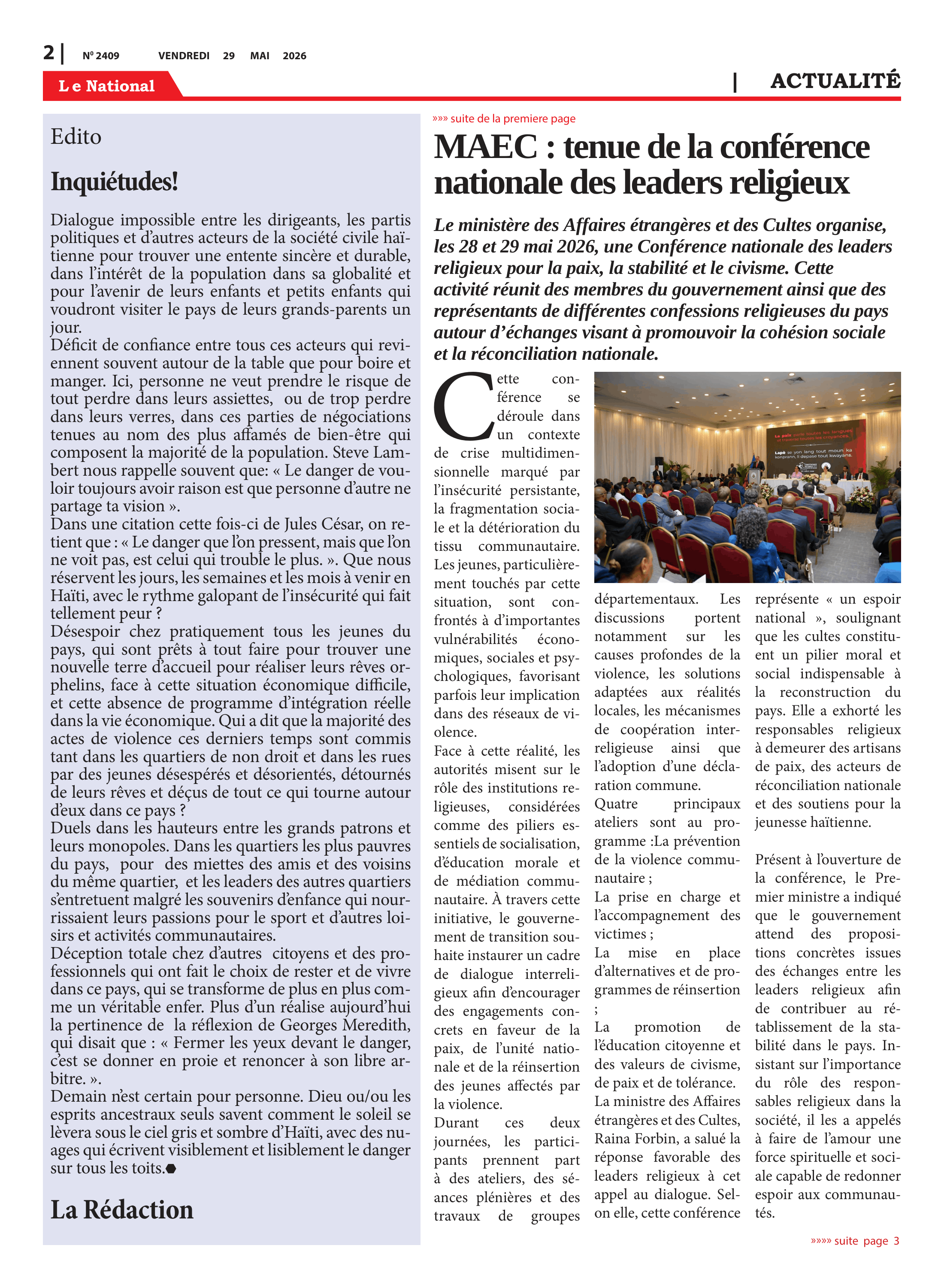 Page 2 de l'édition 2409