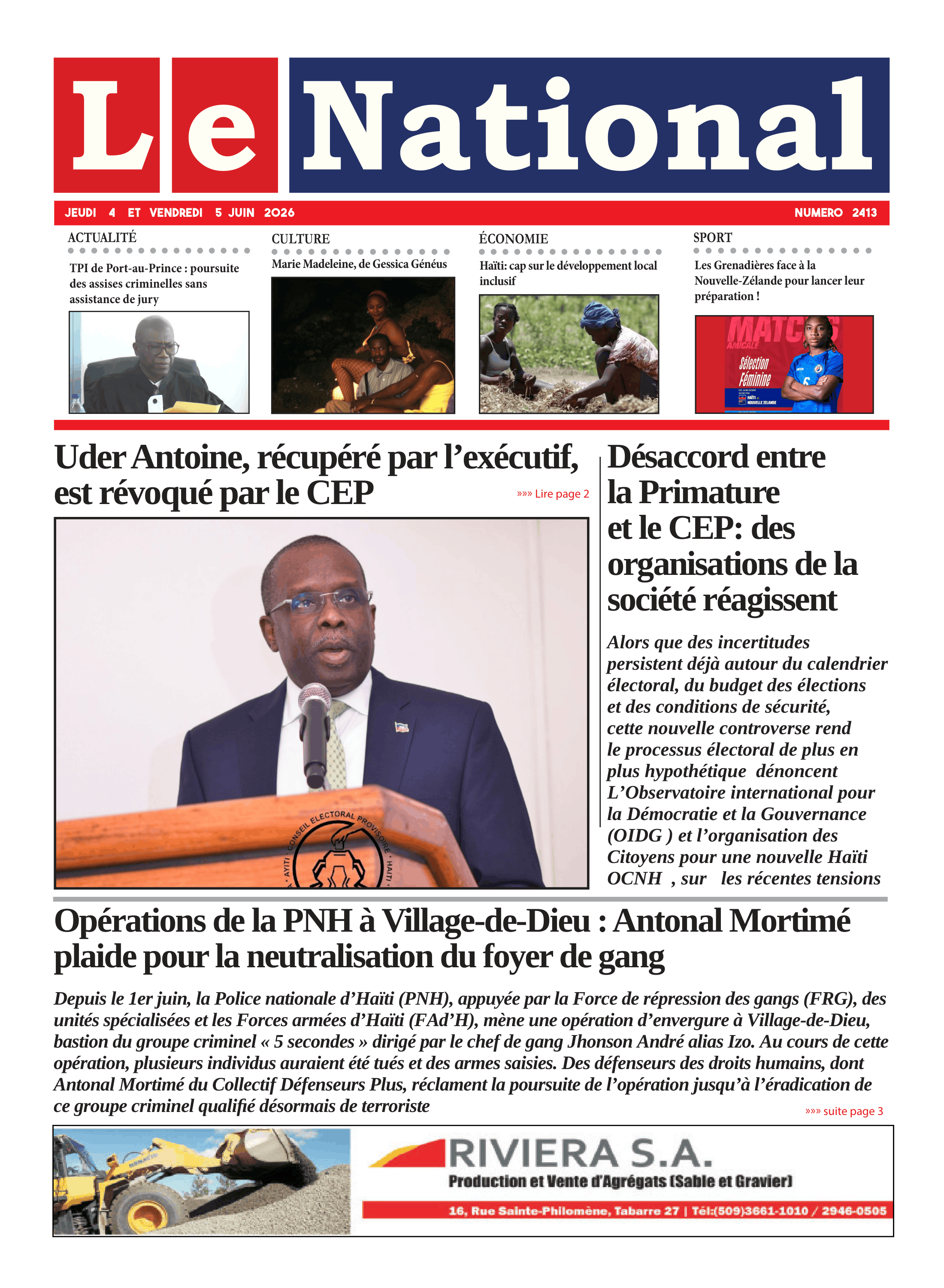 Page 1 de l'édition 2413