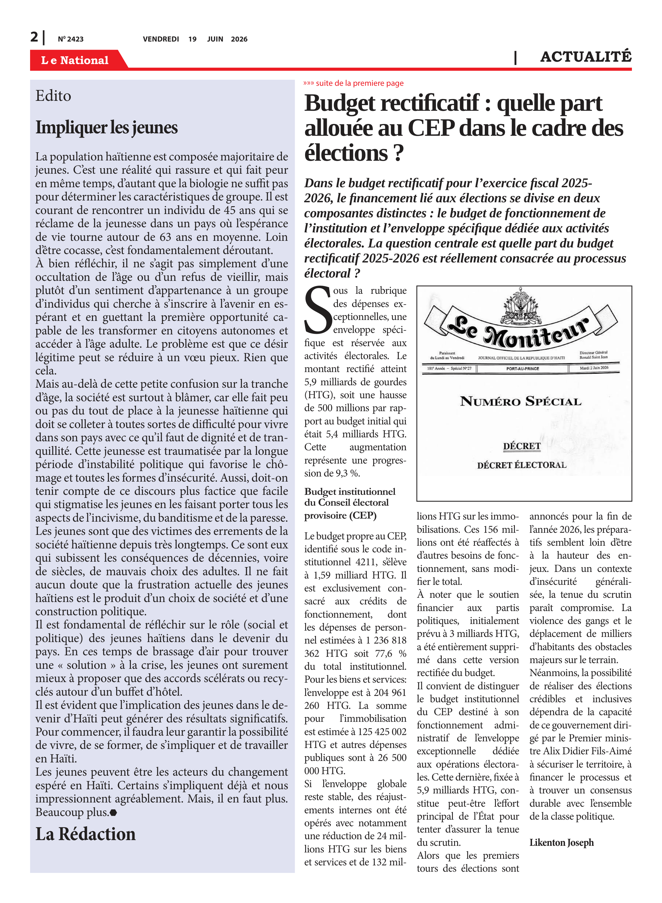 Page 2 de l'édition 2423