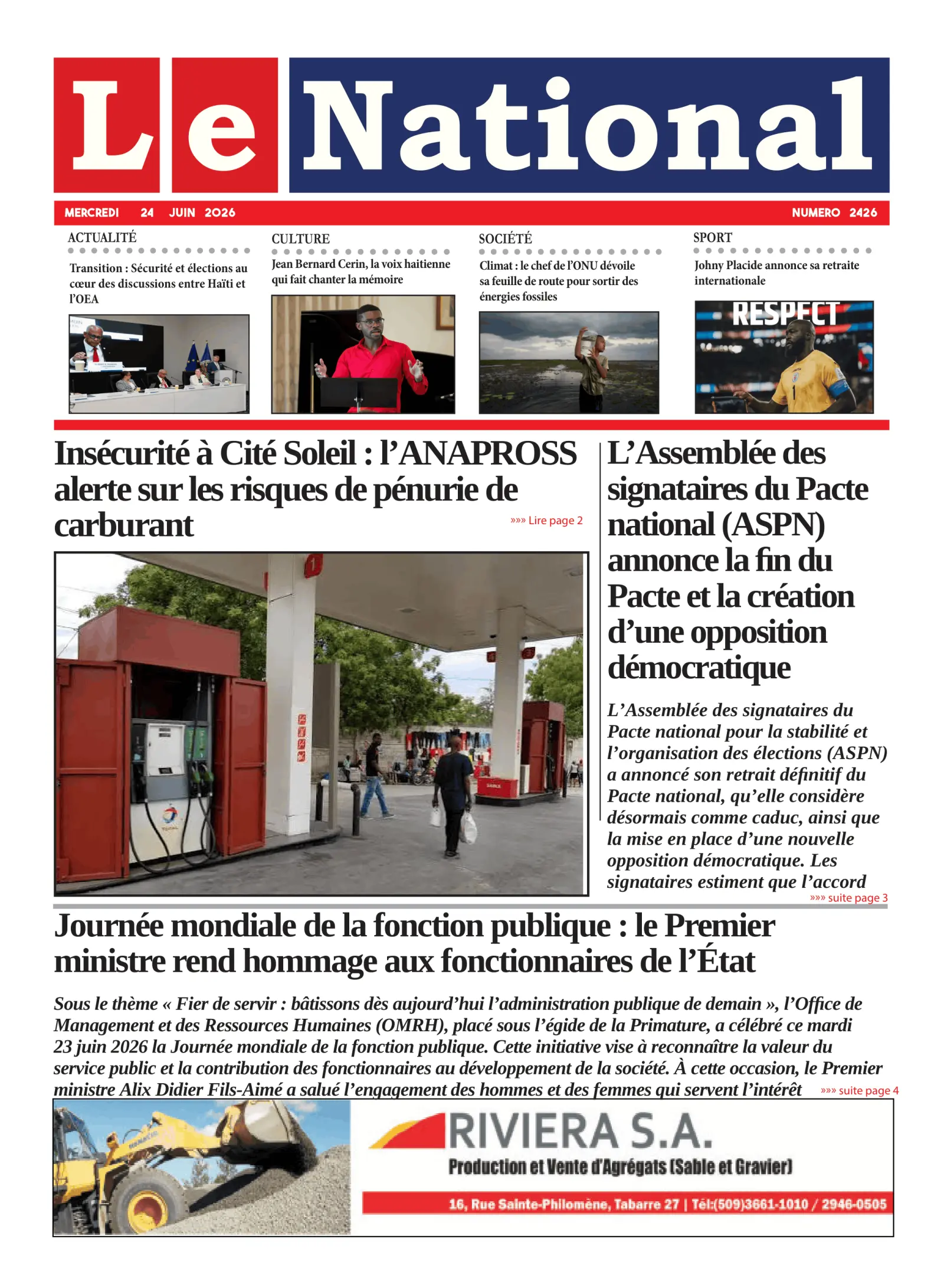 Page 1 de l'édition 2426