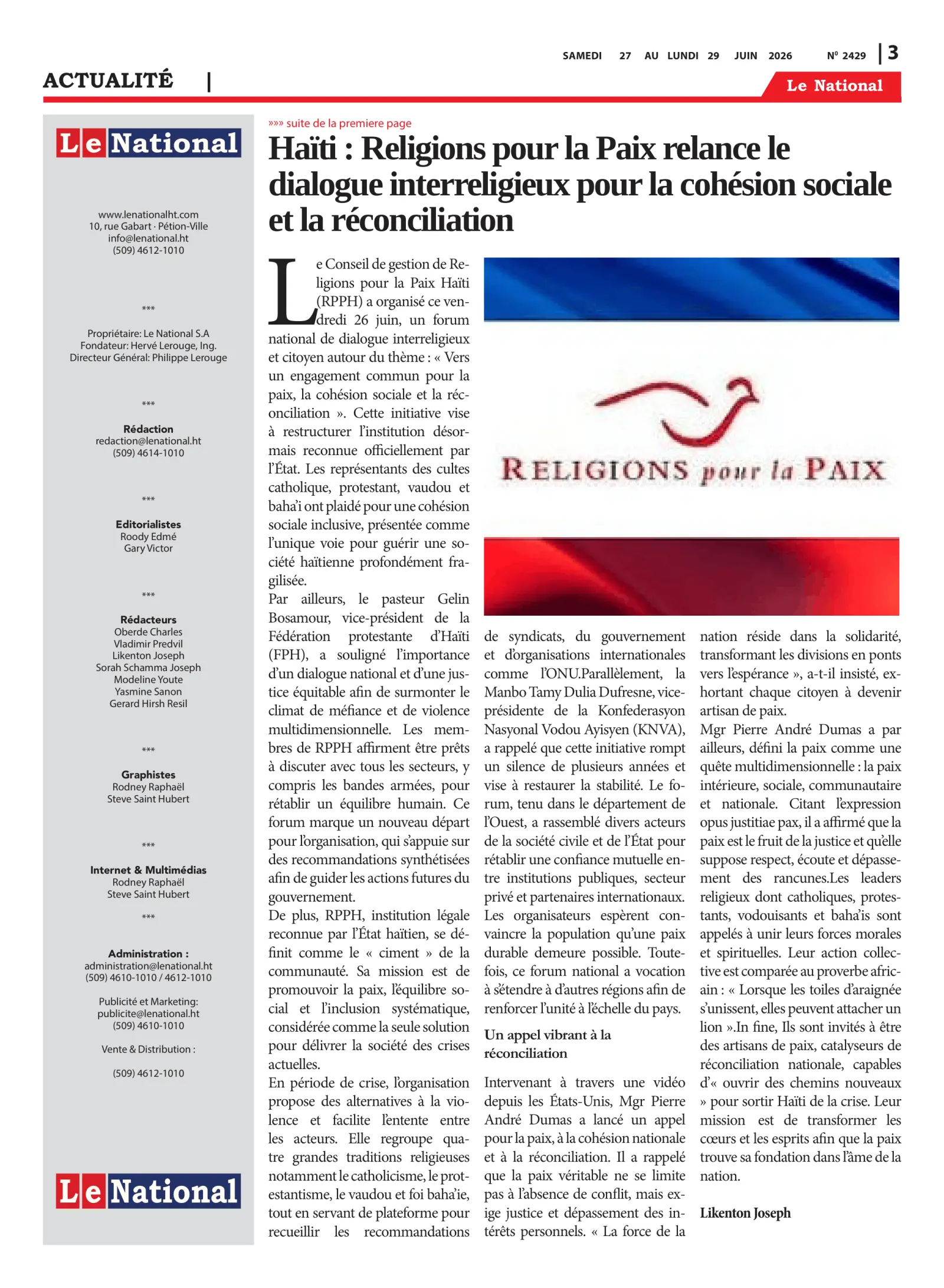 Page 3 de l'édition 2429
