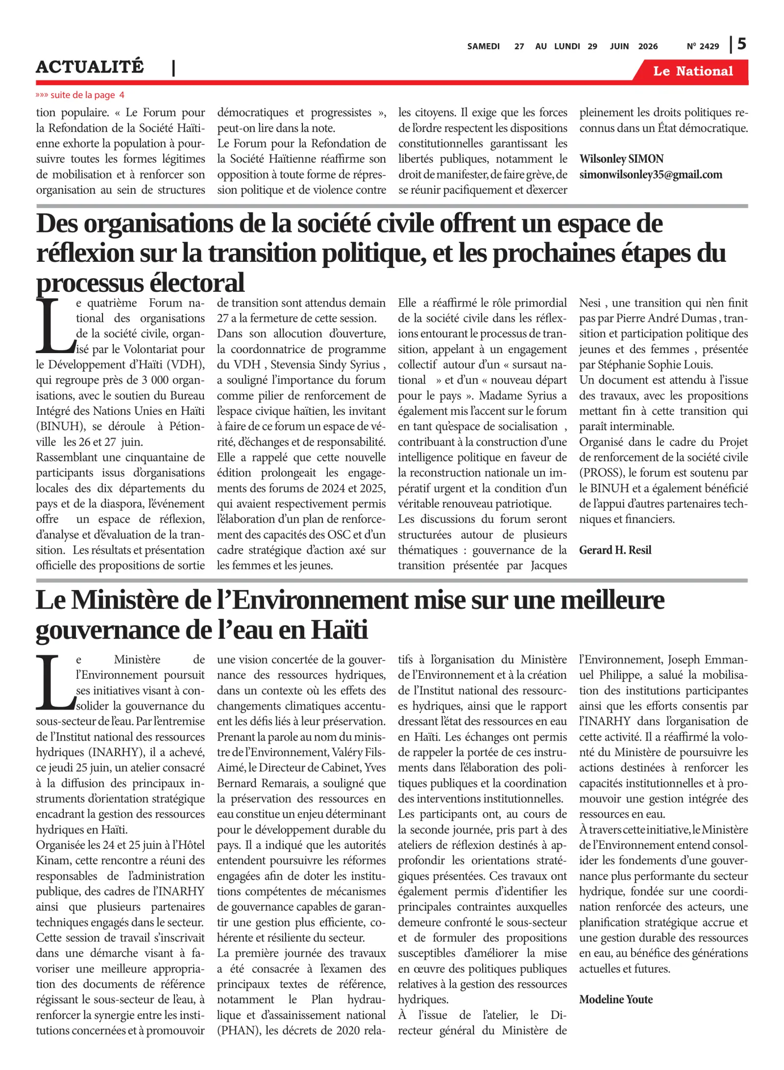 Page 5 de l'édition 2429