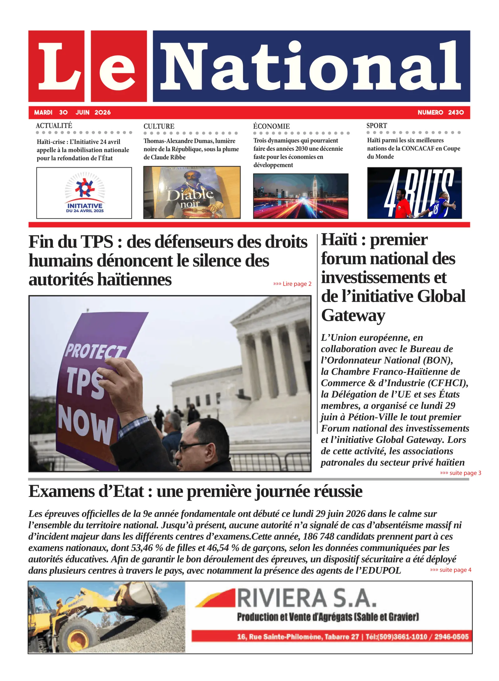 Page 1 de l'édition 2430