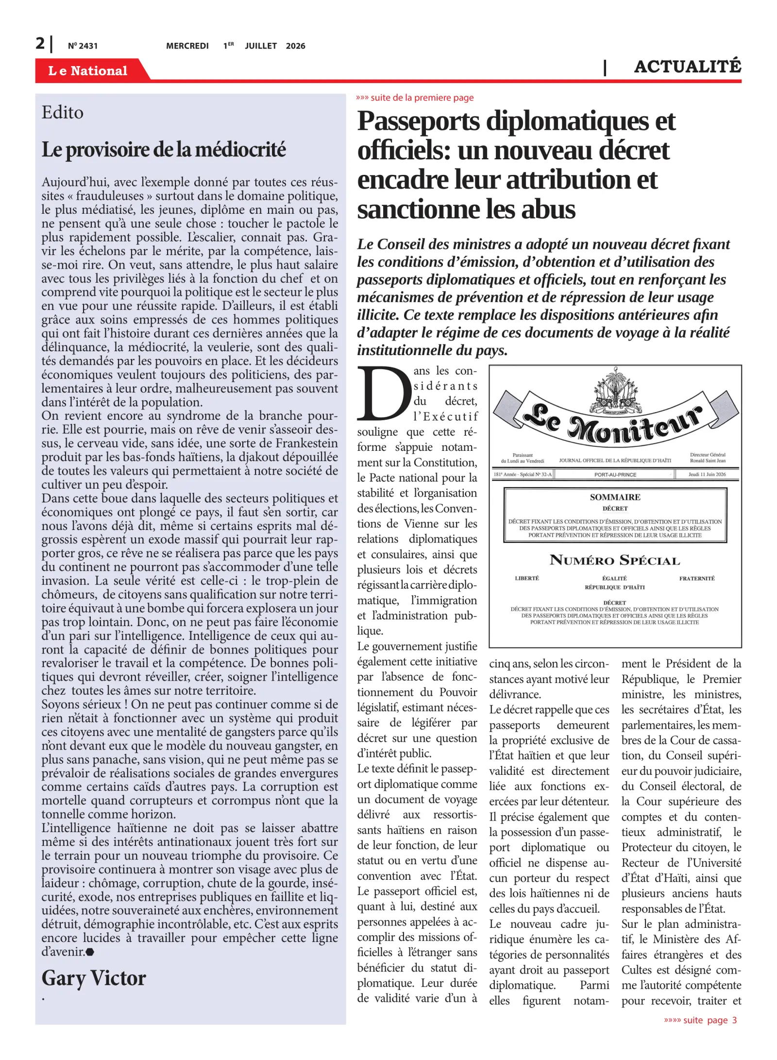 Page 2 de l'édition 2431