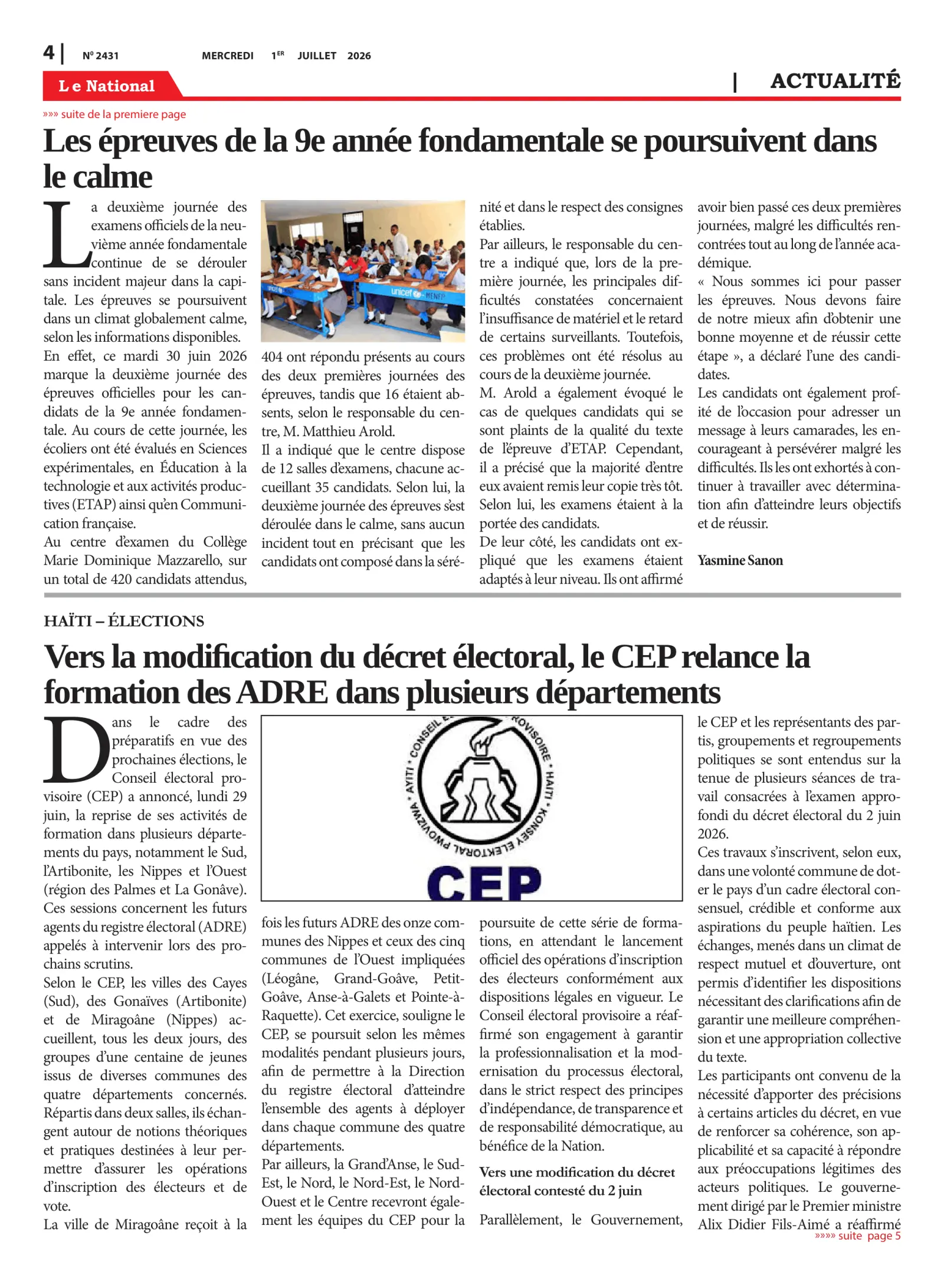 Page 4 de l'édition 2431