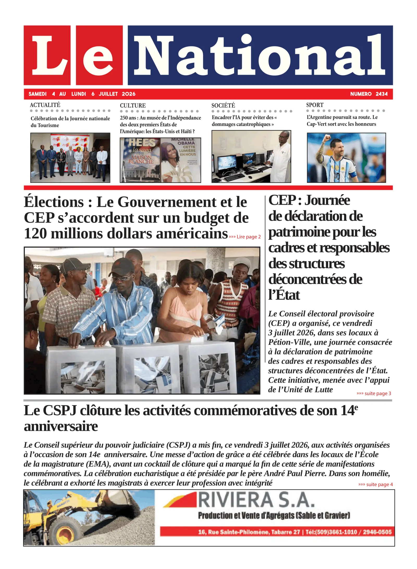 Page 1 de l'édition 2434
