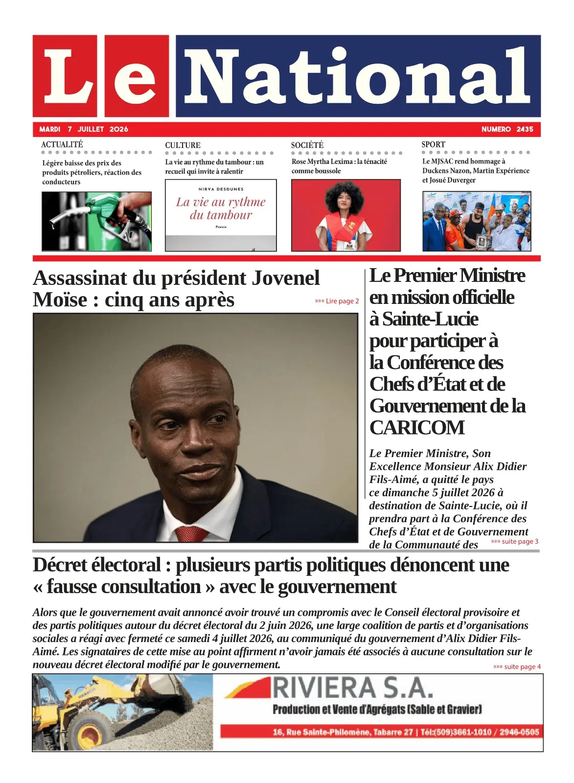 Page 1 de l'édition 2435