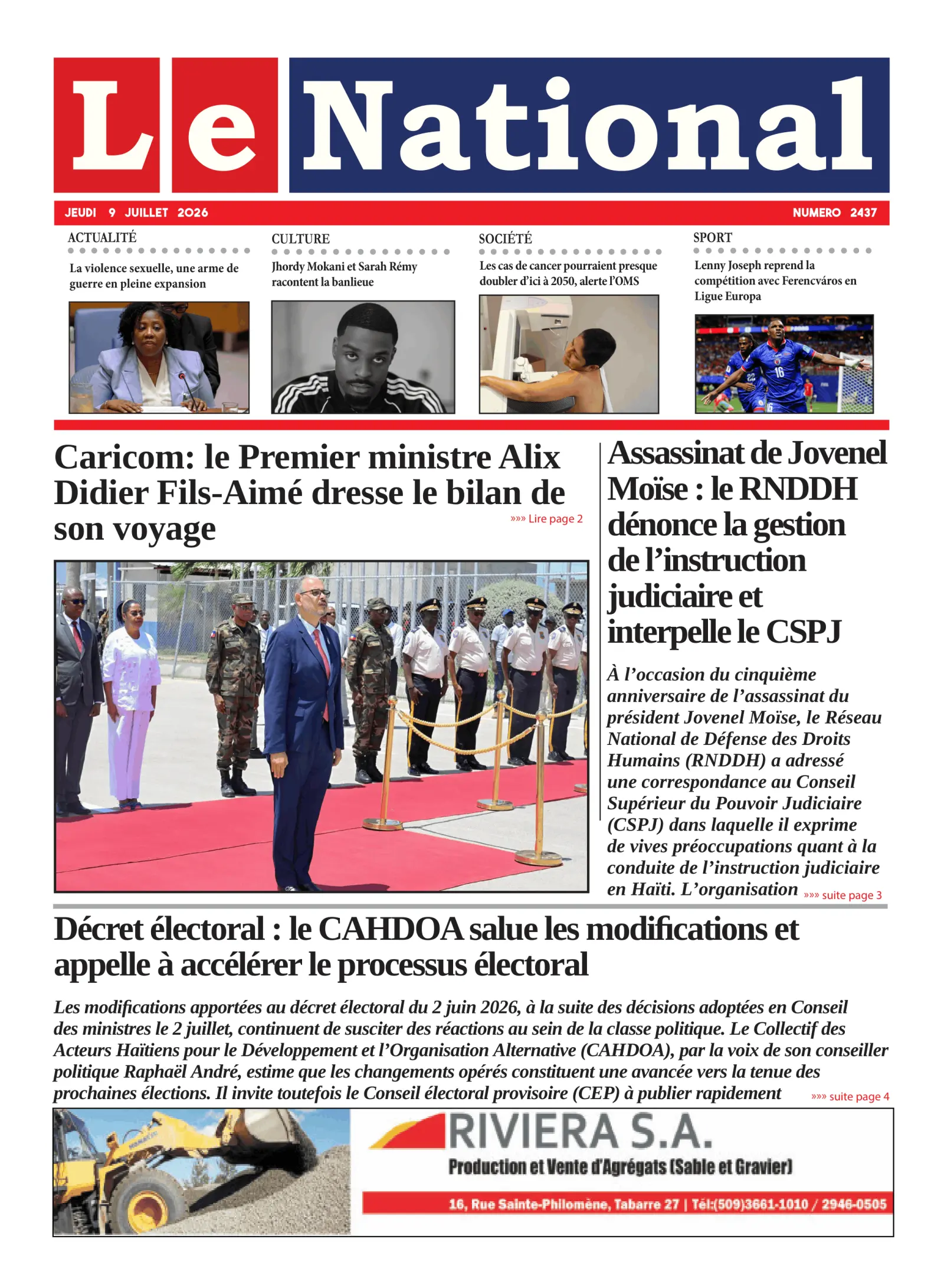 Page 1 de l'édition 2437