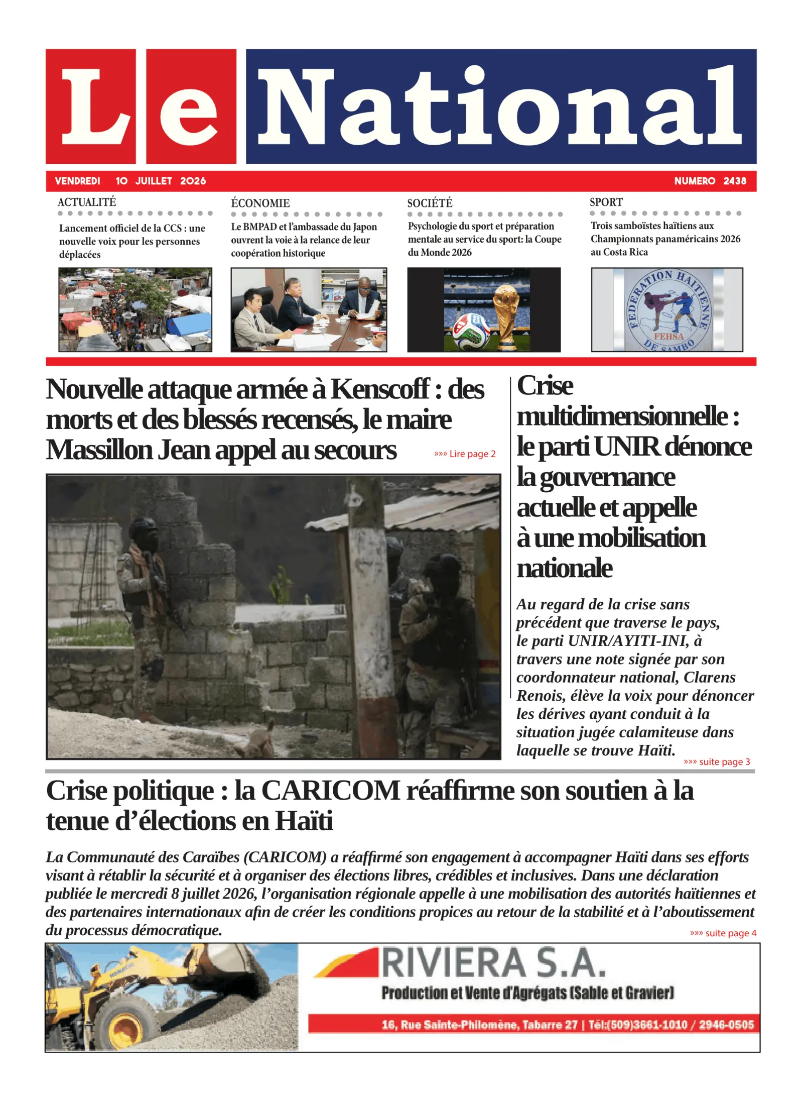 Page 1 de l'édition 2438