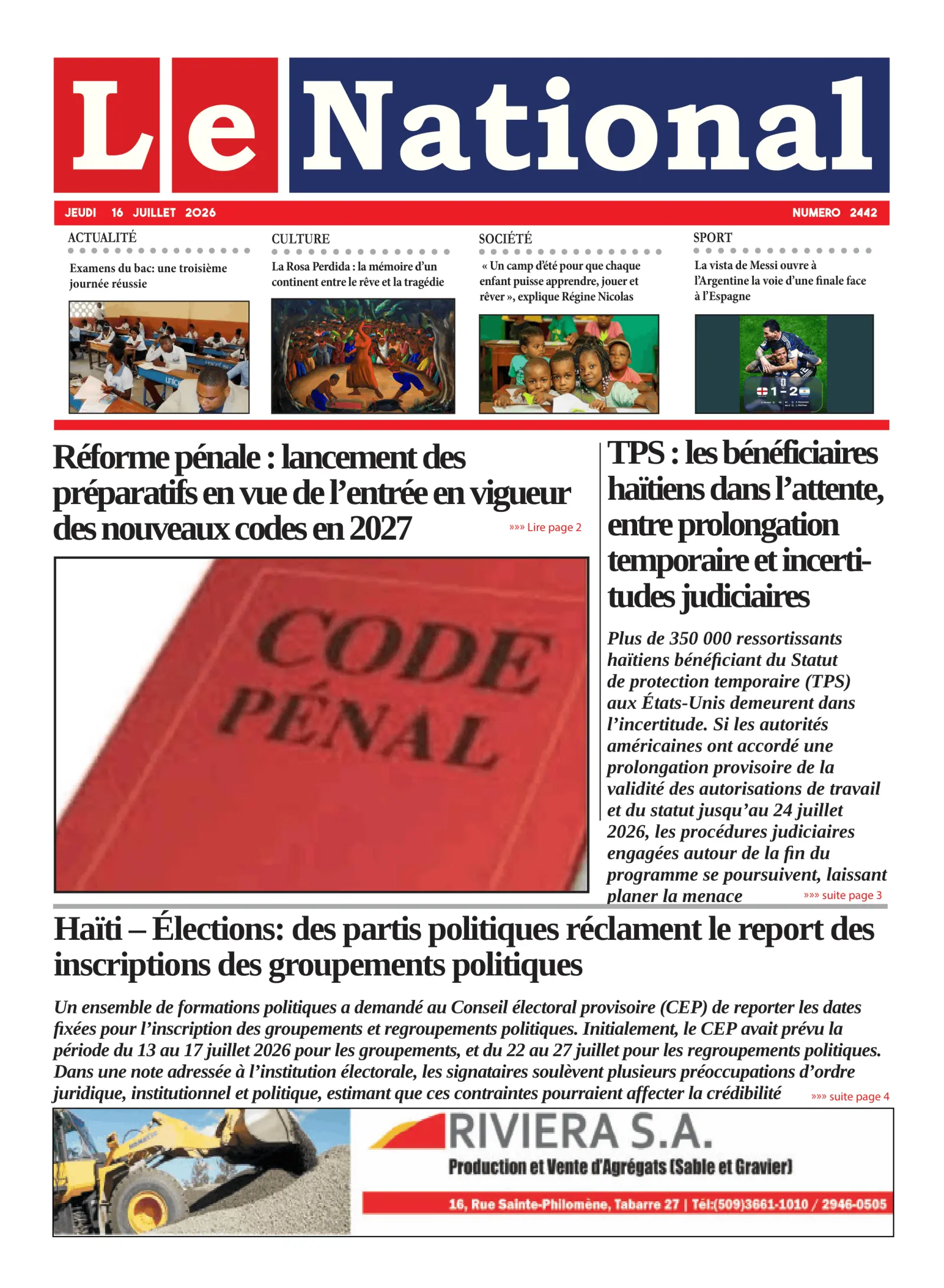 Page 1 de l'édition 2442