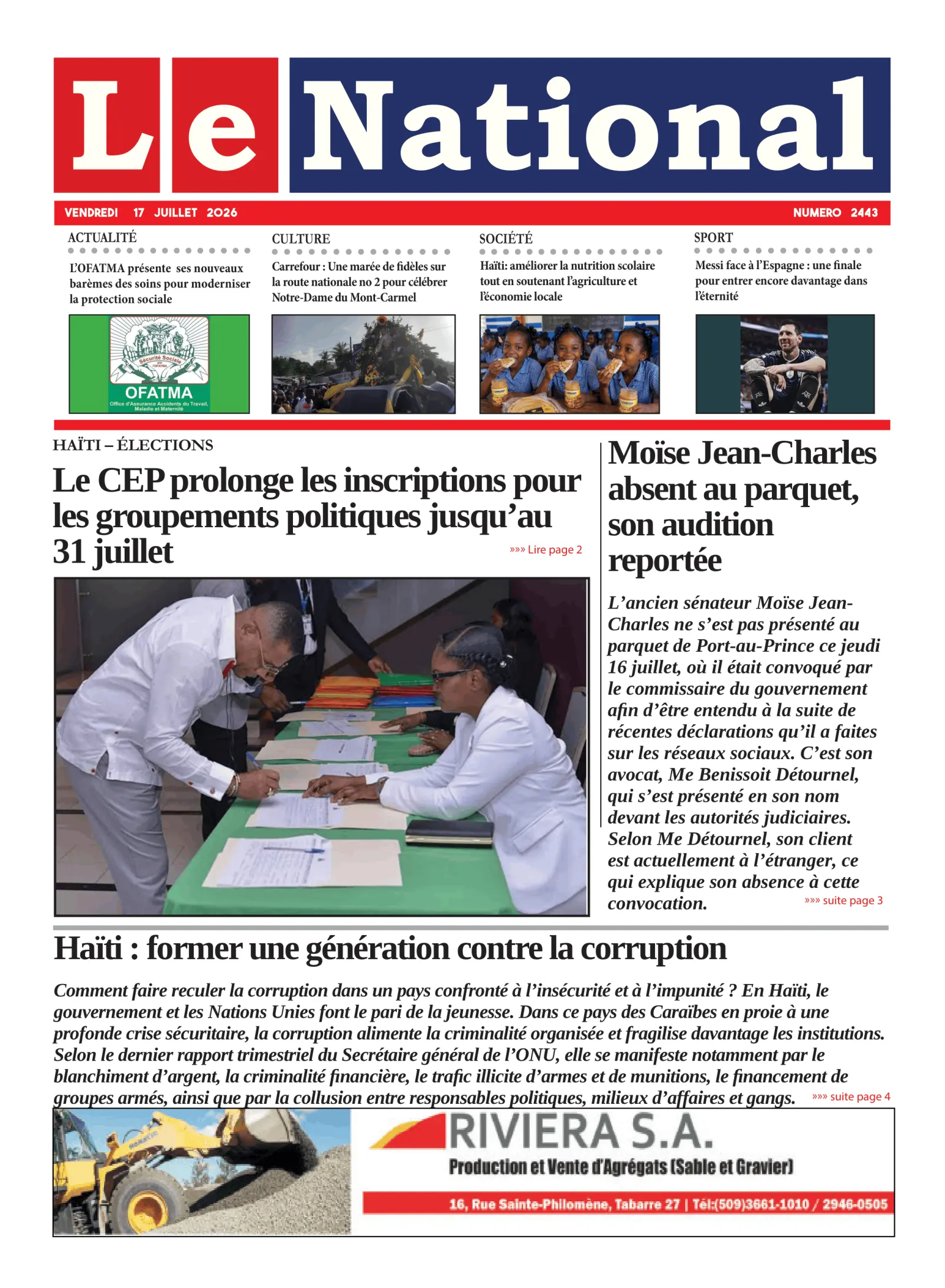 Page 1 de l'édition 2443
