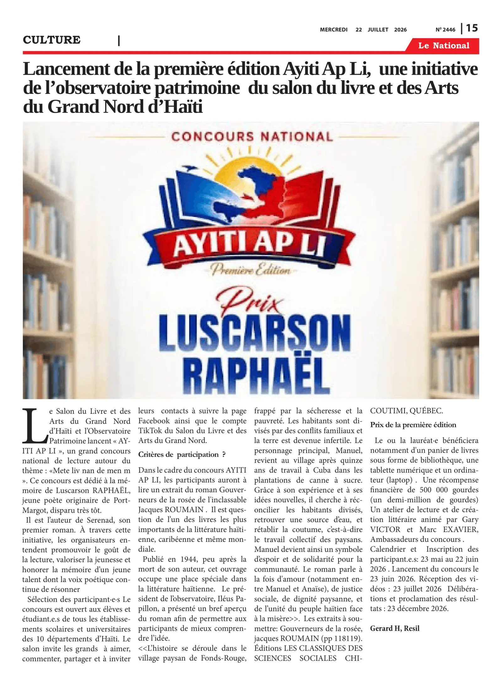 Page 15 de l'édition 2446