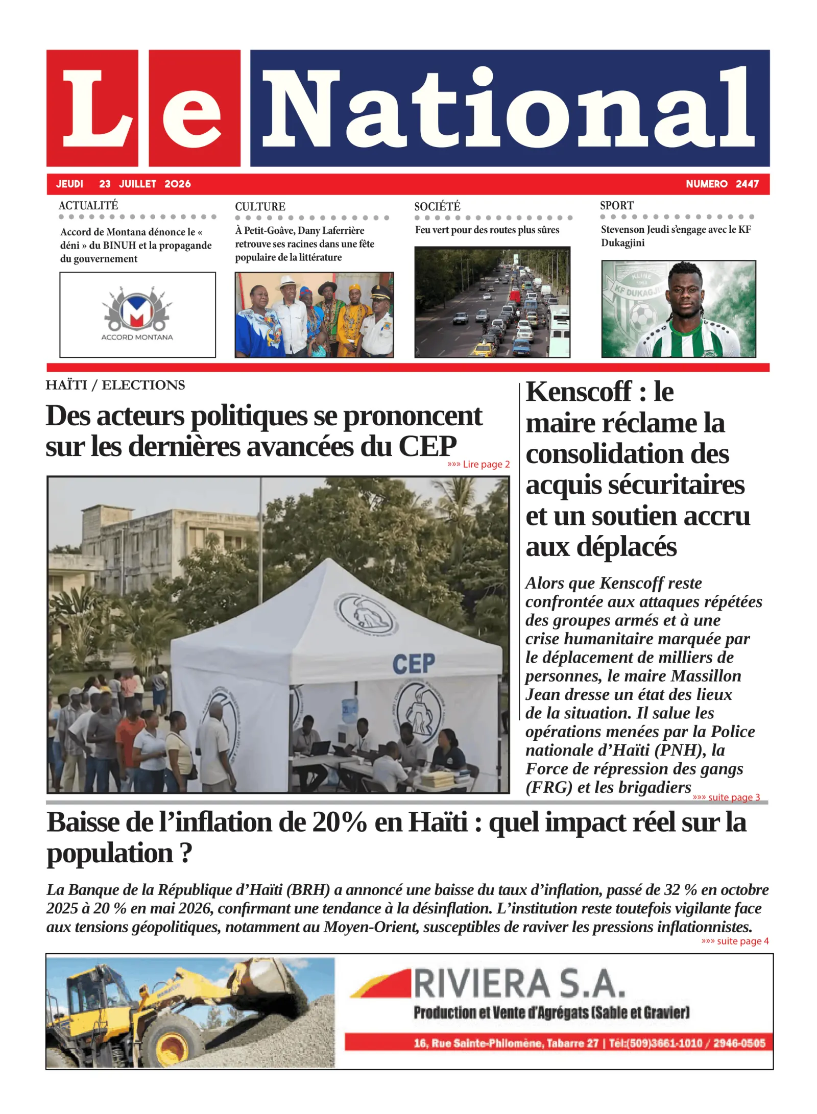 Page 1 de l'édition 2447