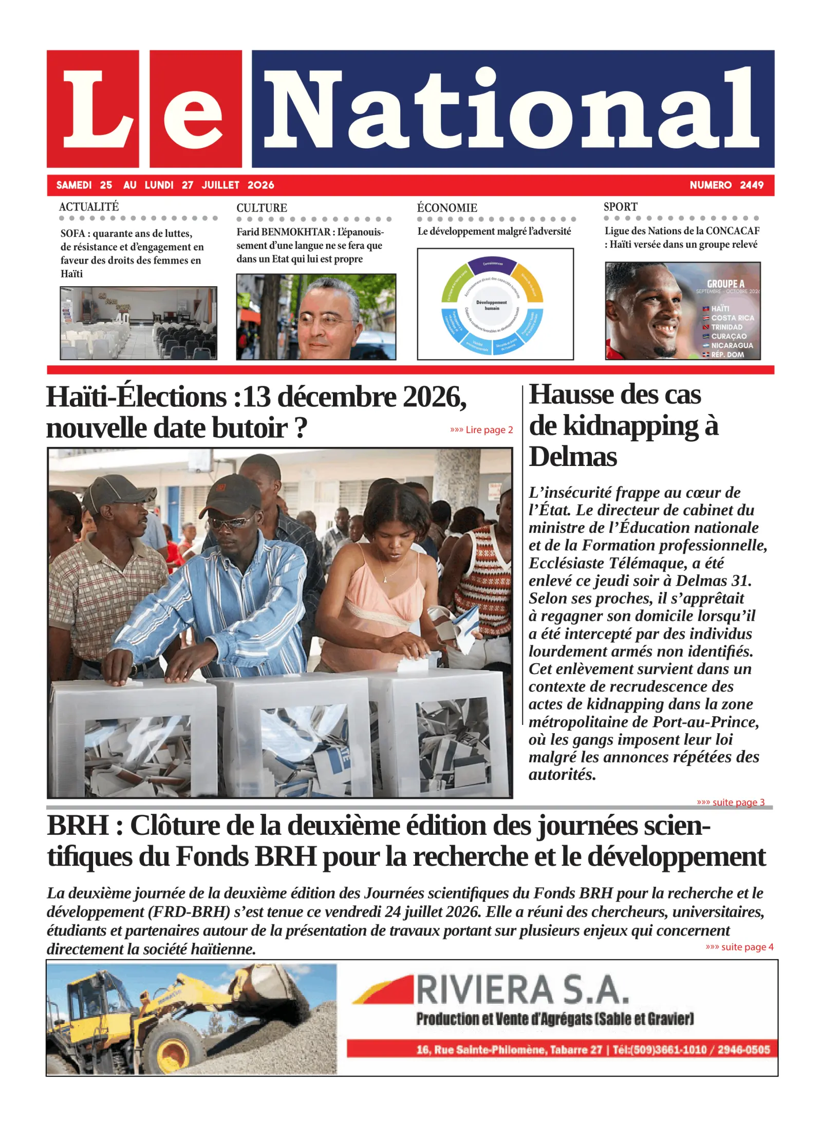 Page 1 de l'édition 2449