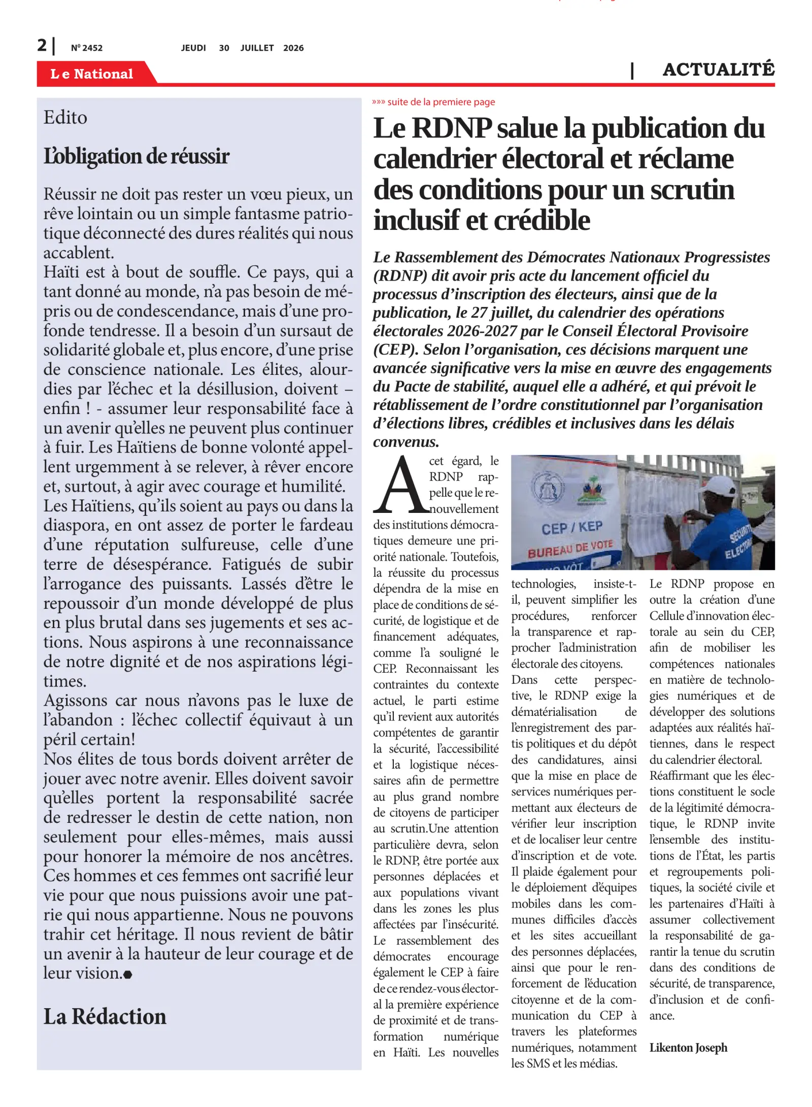 Page 2 de l'édition 2452