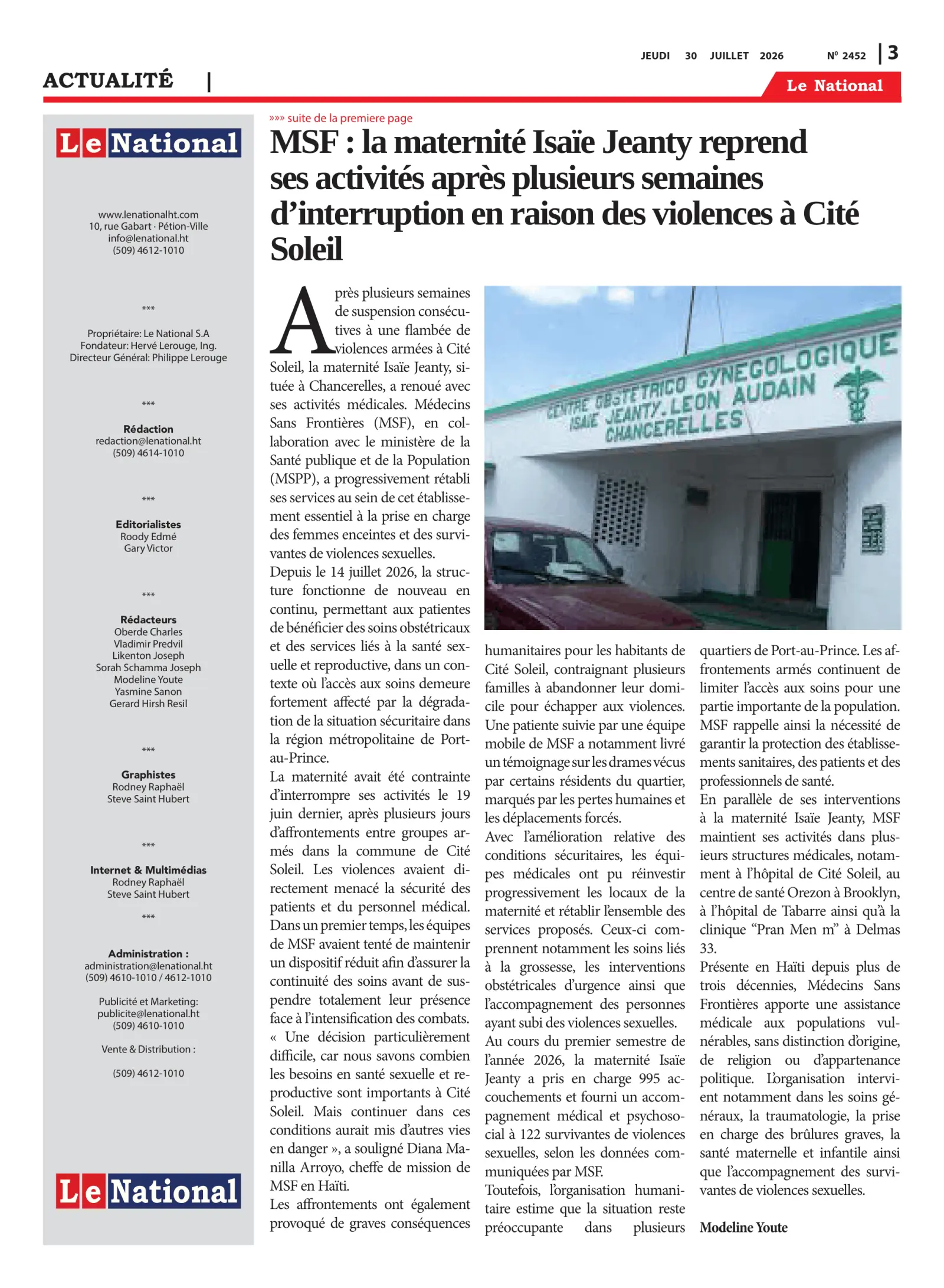 Page 3 de l'édition 2452
