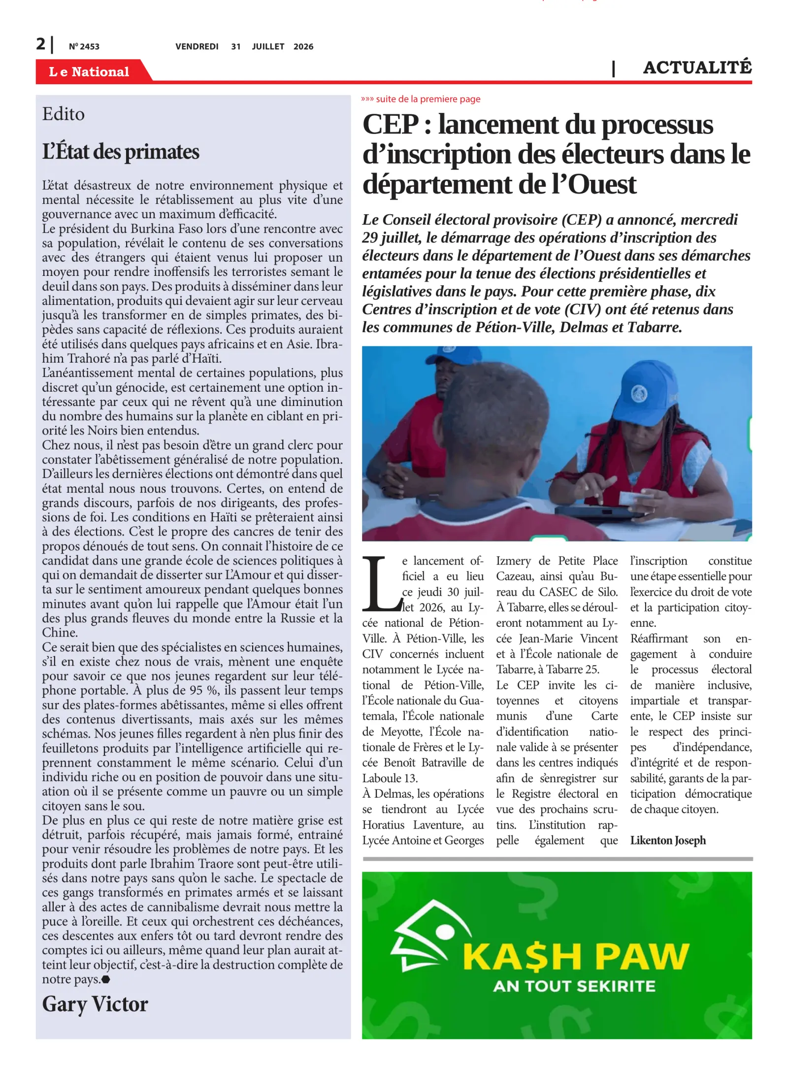 Page 2 de l'édition 2453