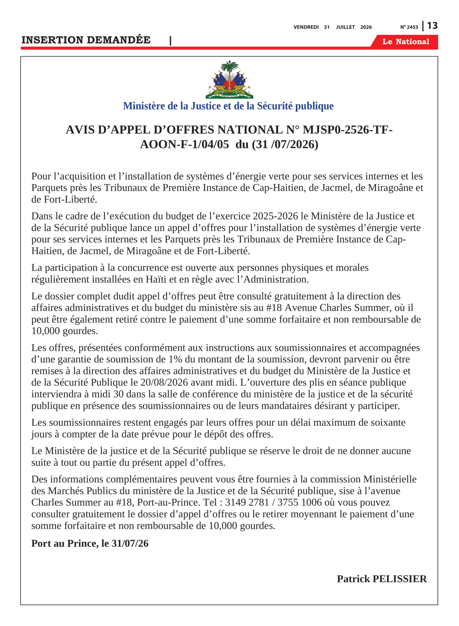 Page 13 de l'édition 2453