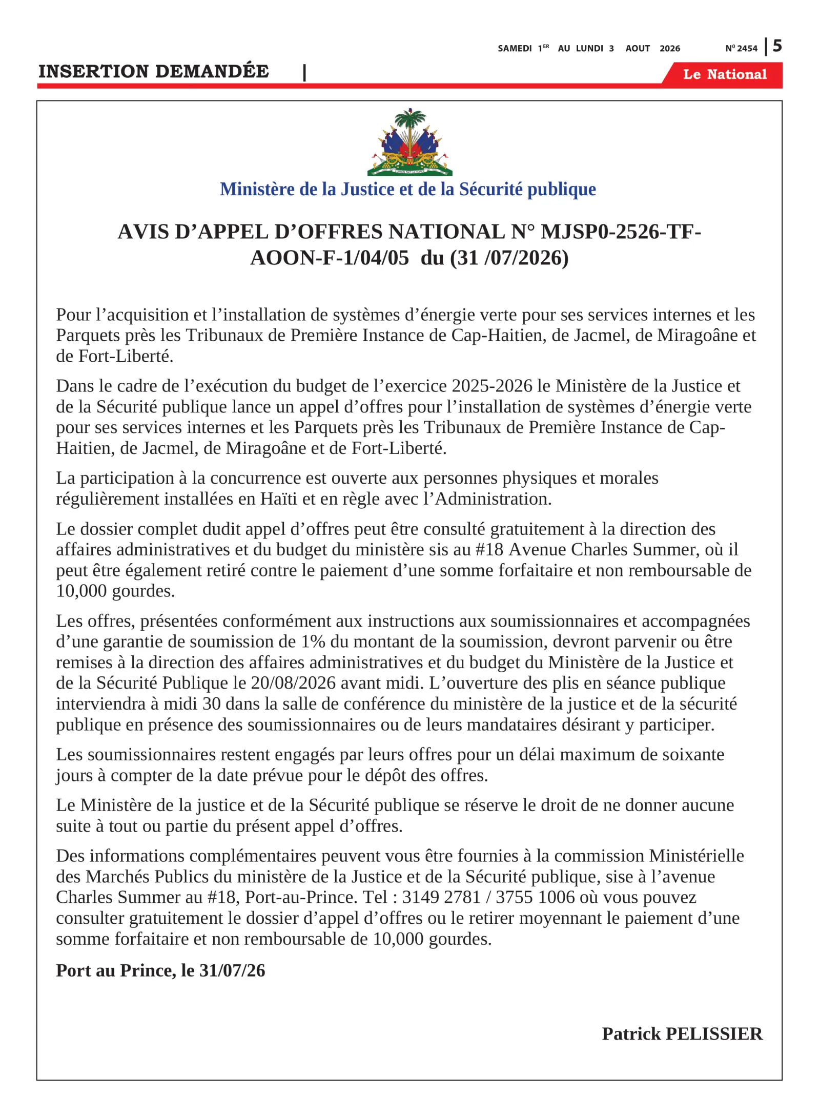 Page 5 de l'édition 2454