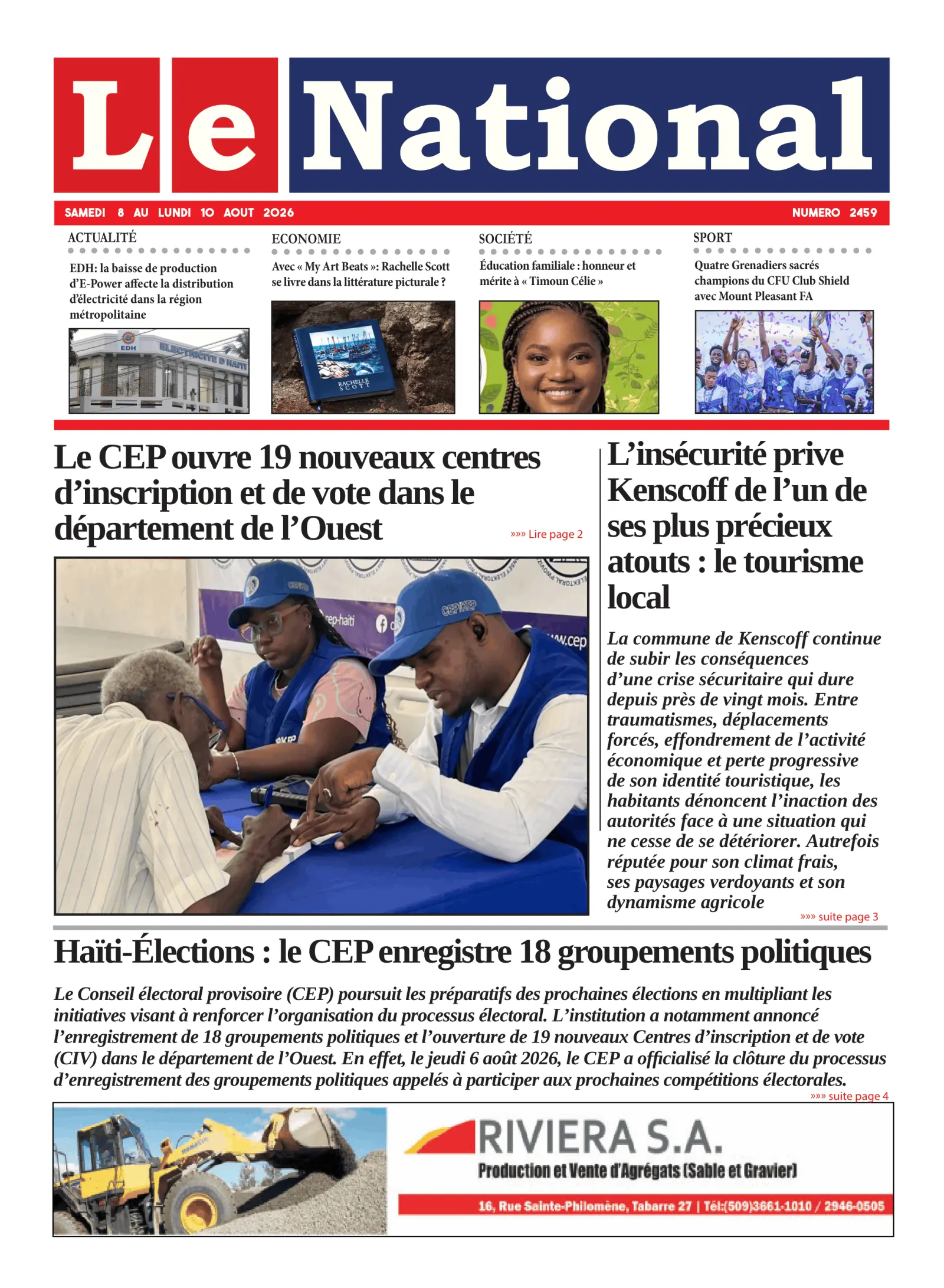 Page 1 de l'édition 2459