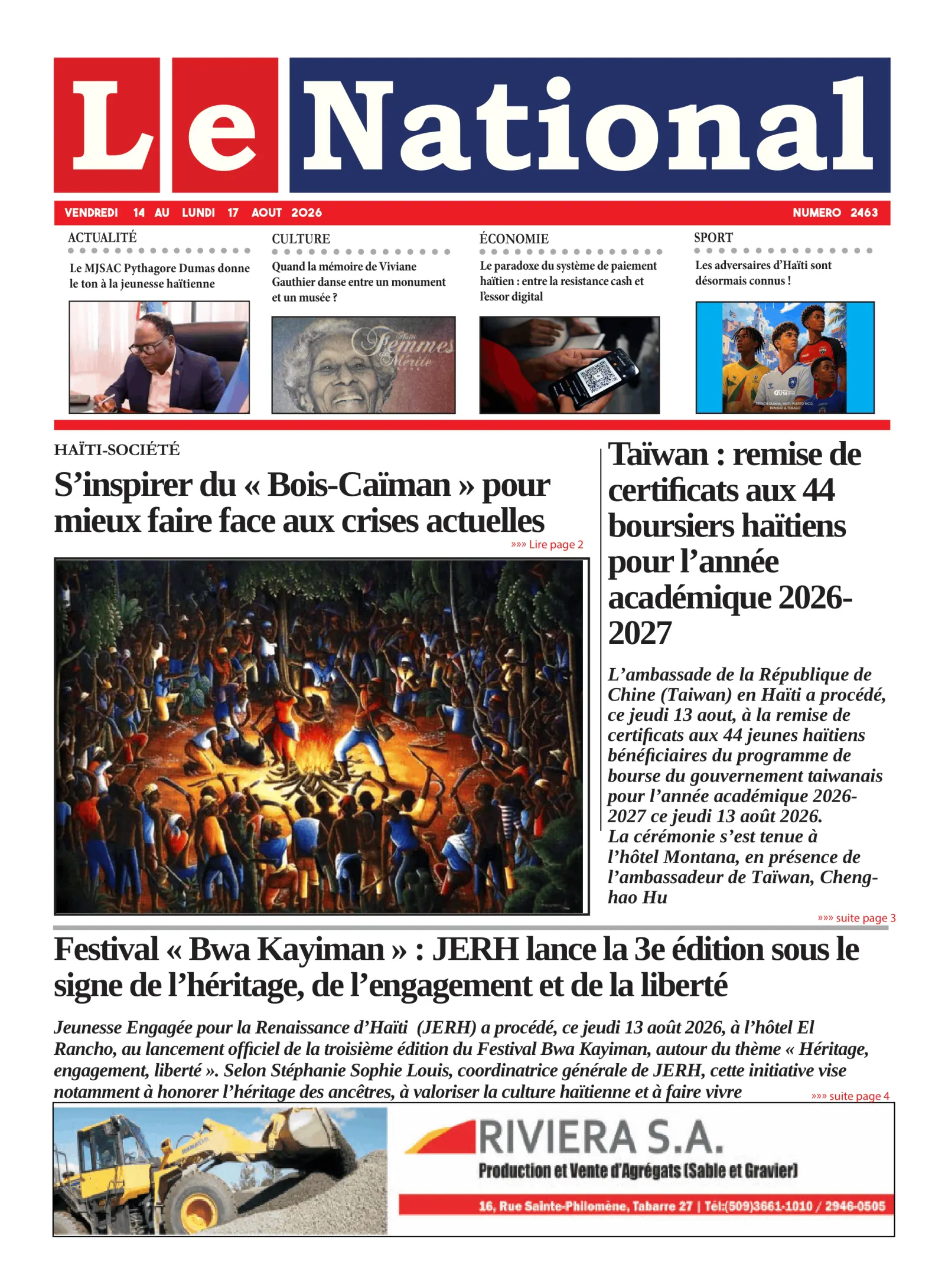 Page 1 de l'édition 2463