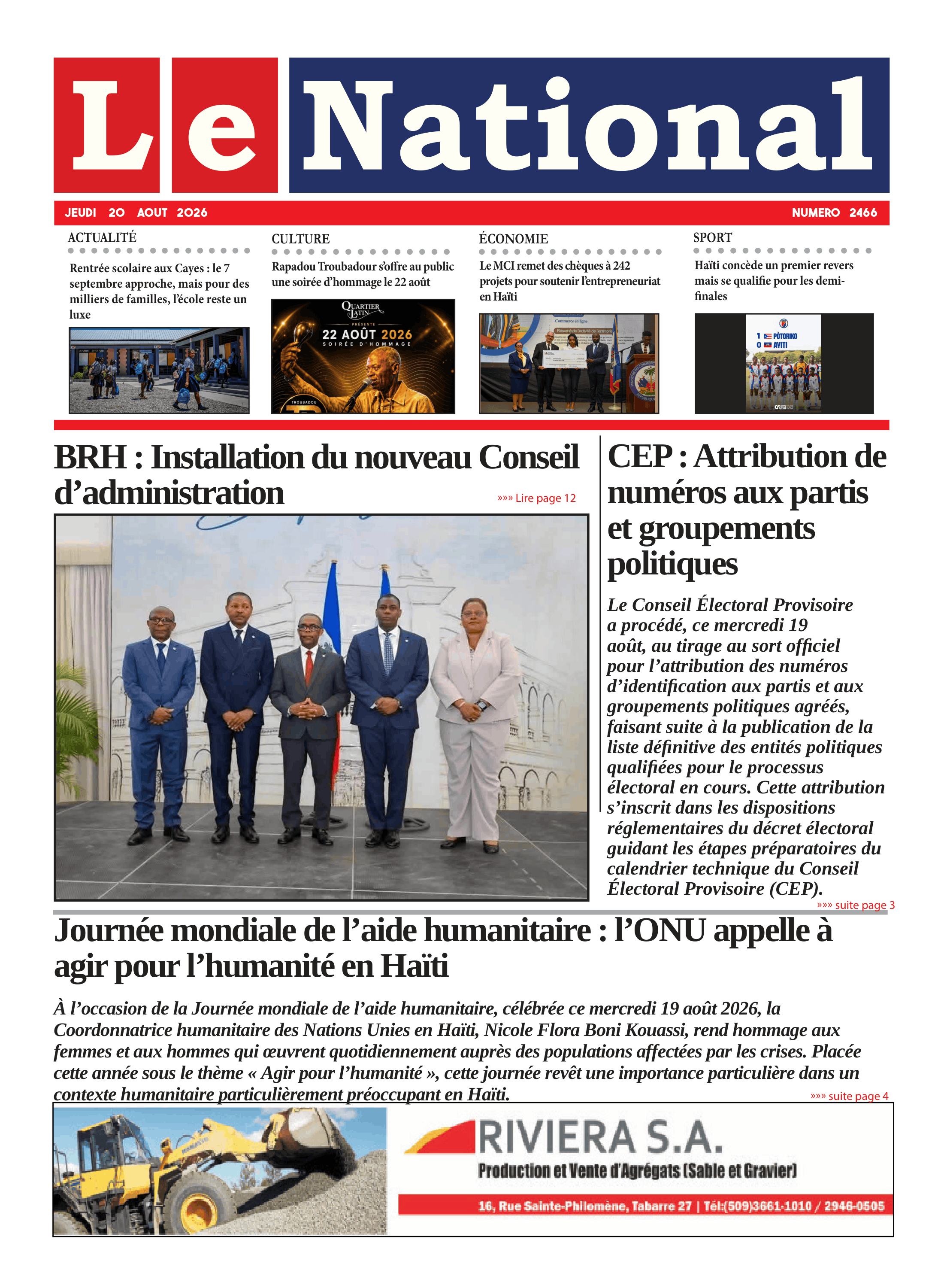 Une de l'édition 2466