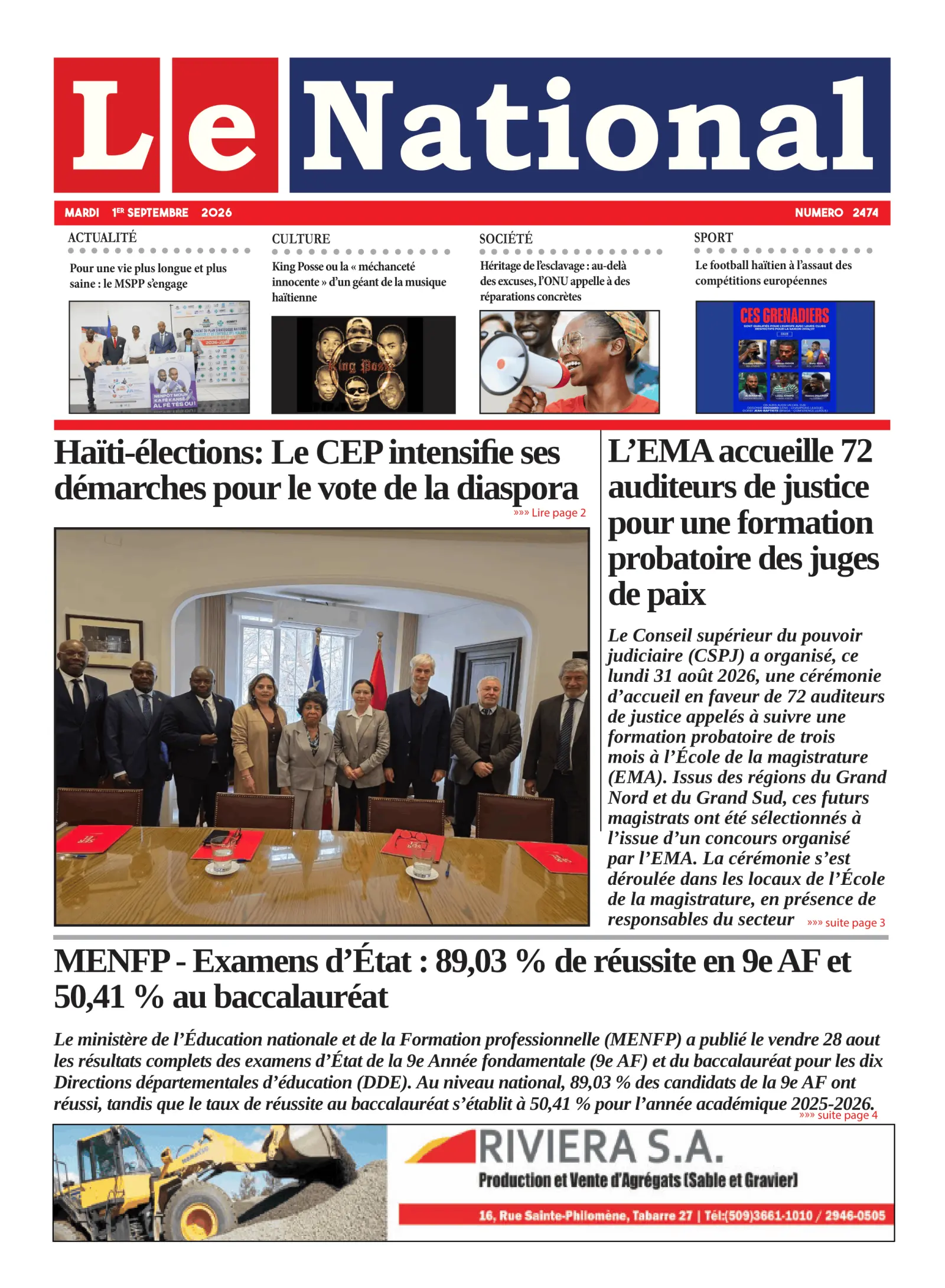 Page 1 de l'édition 2474