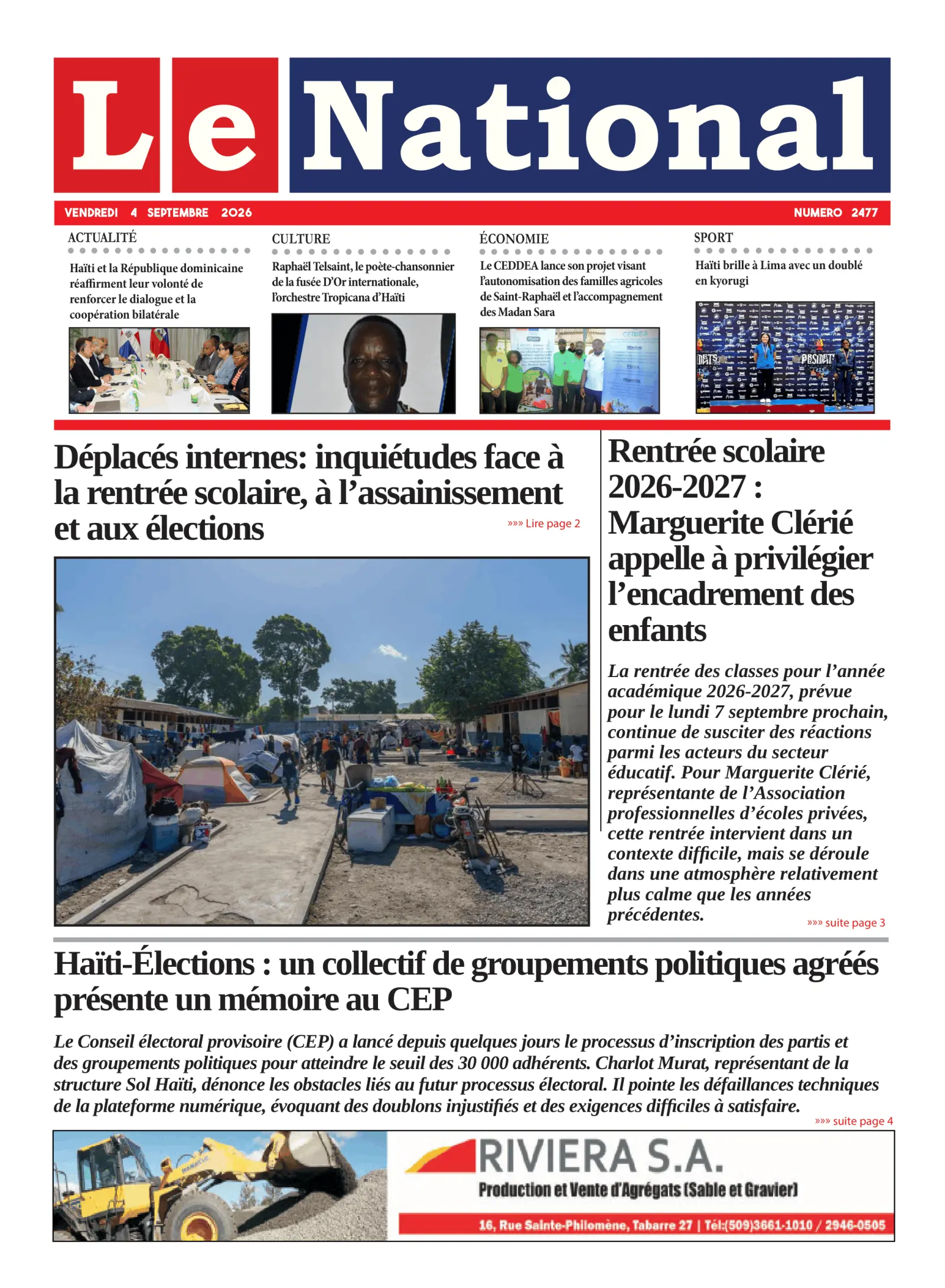 Page 1 de l'édition 2477