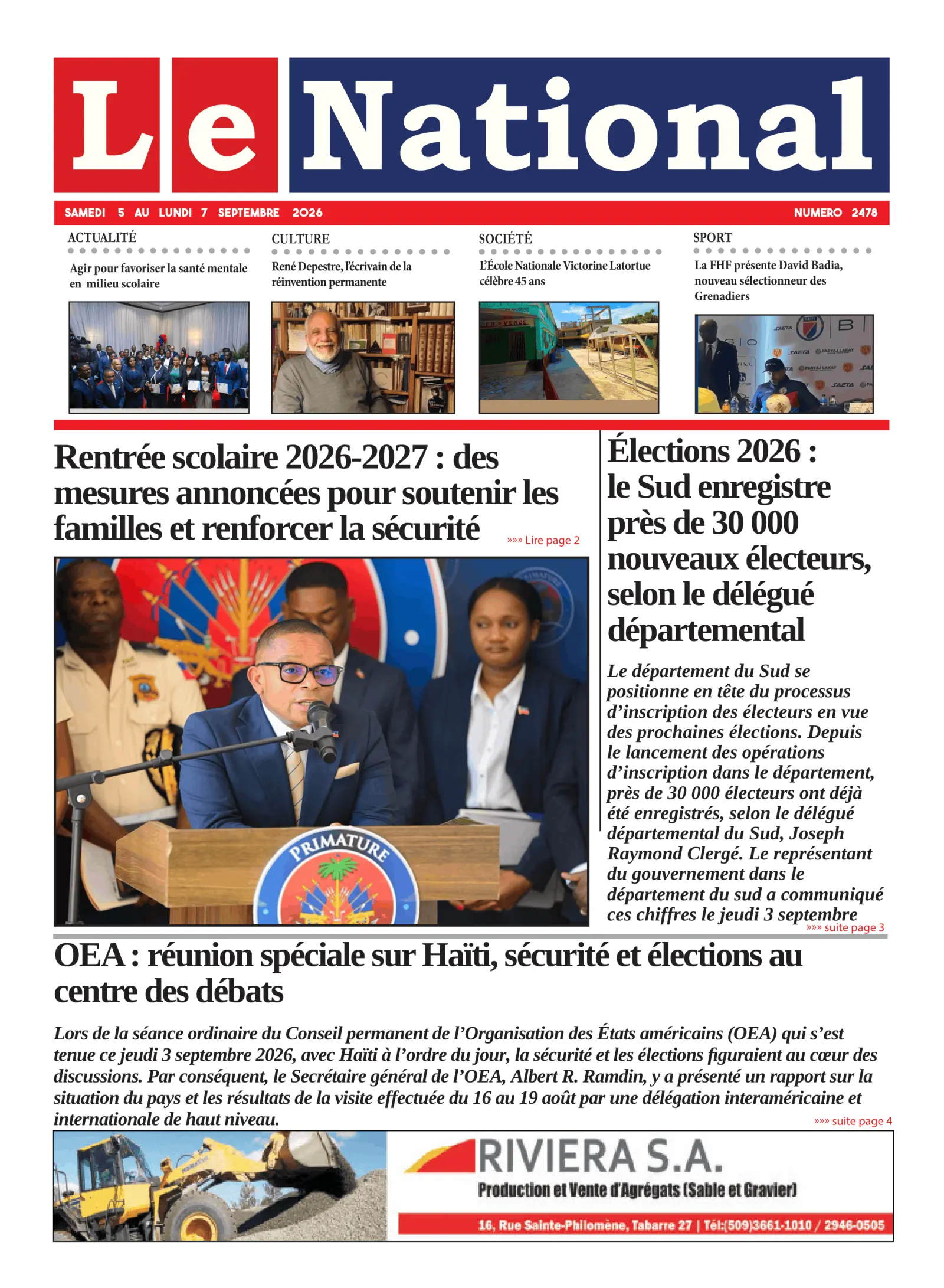 Page 1 de l'édition 2478