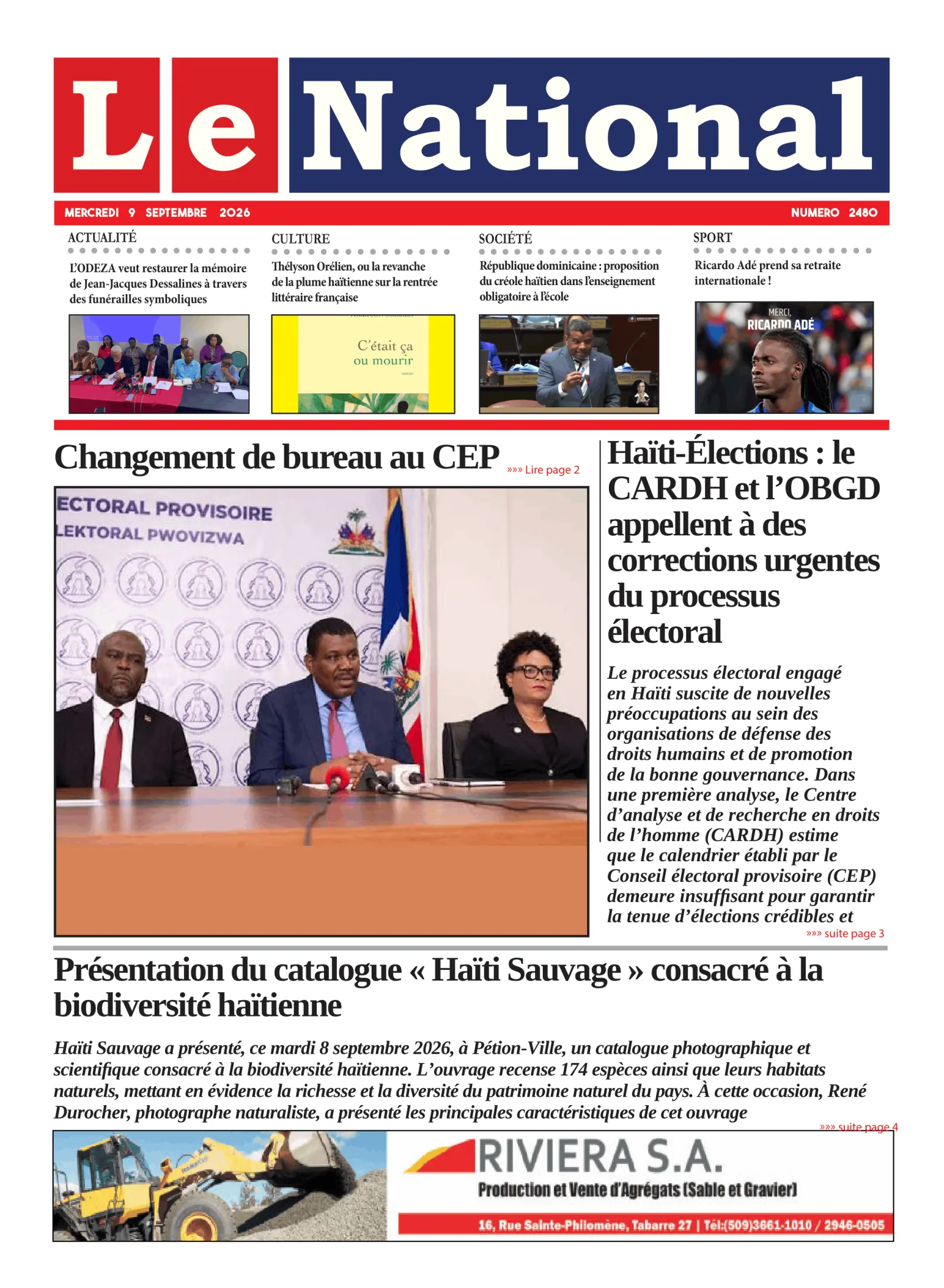 Page 1 de l'édition 2480