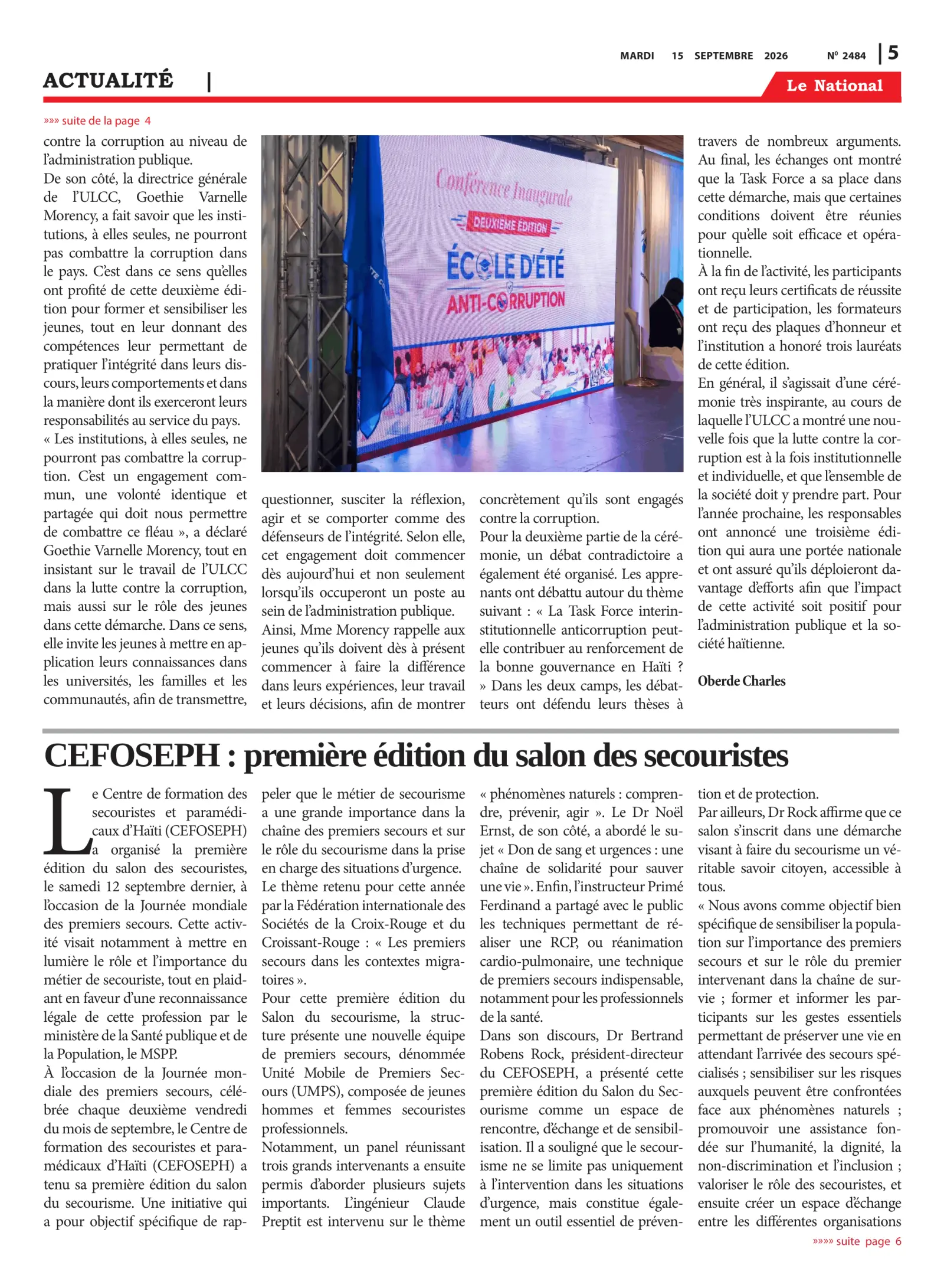 Page 5 de l'édition 2484