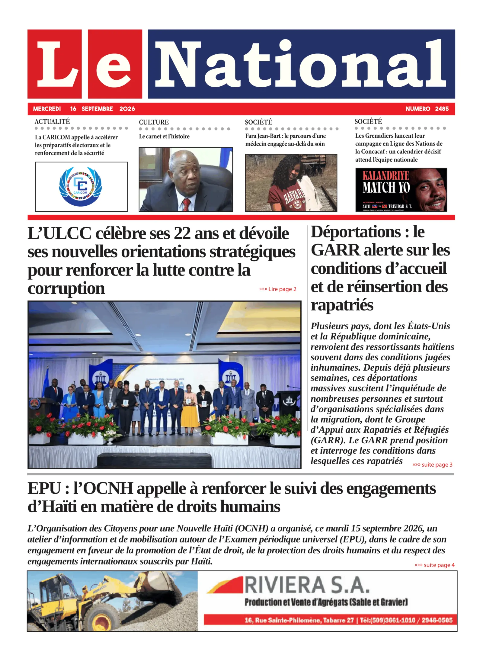 Page 1 de l'édition 2485
