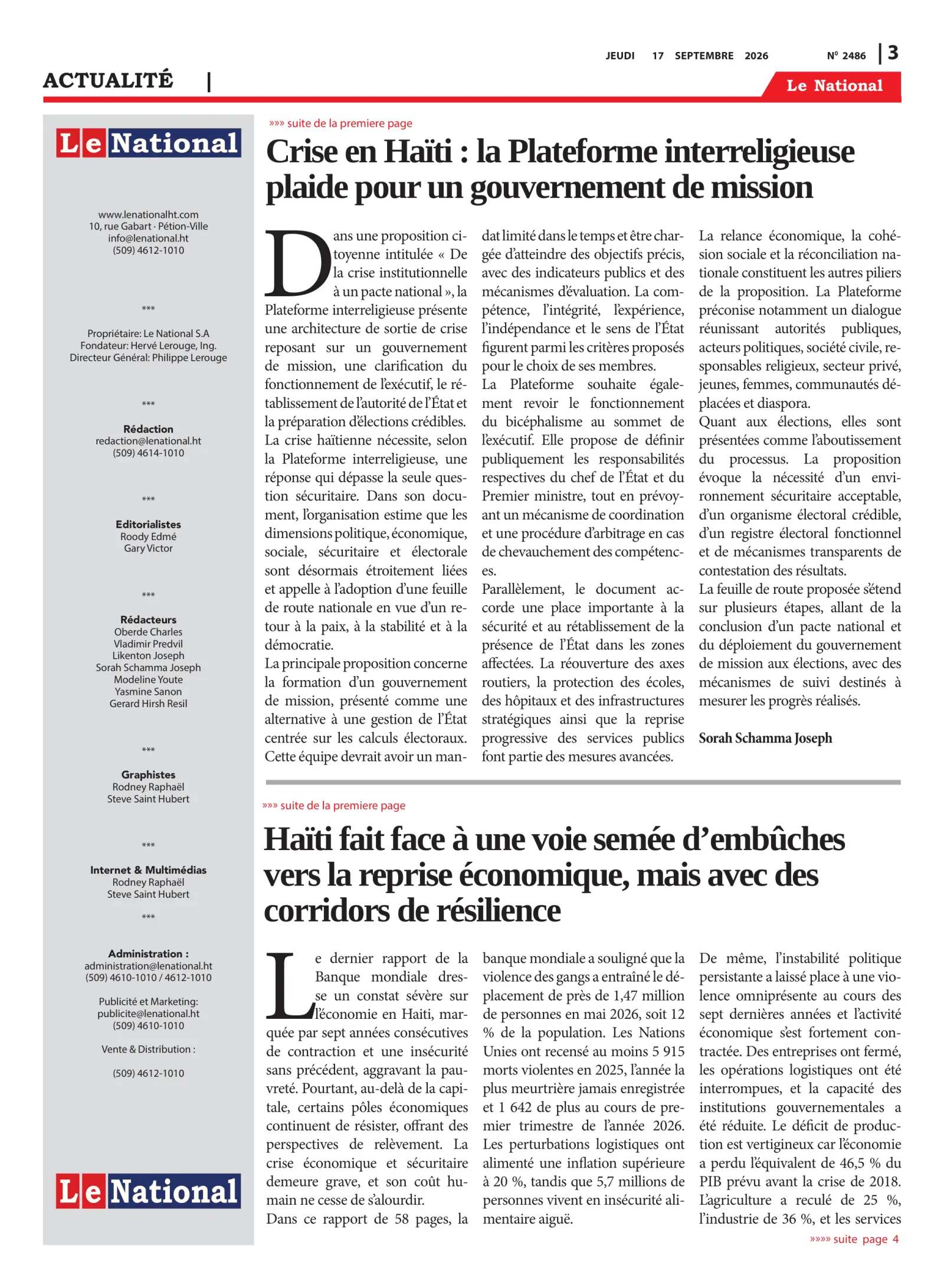 Page 3 de l'édition 2486