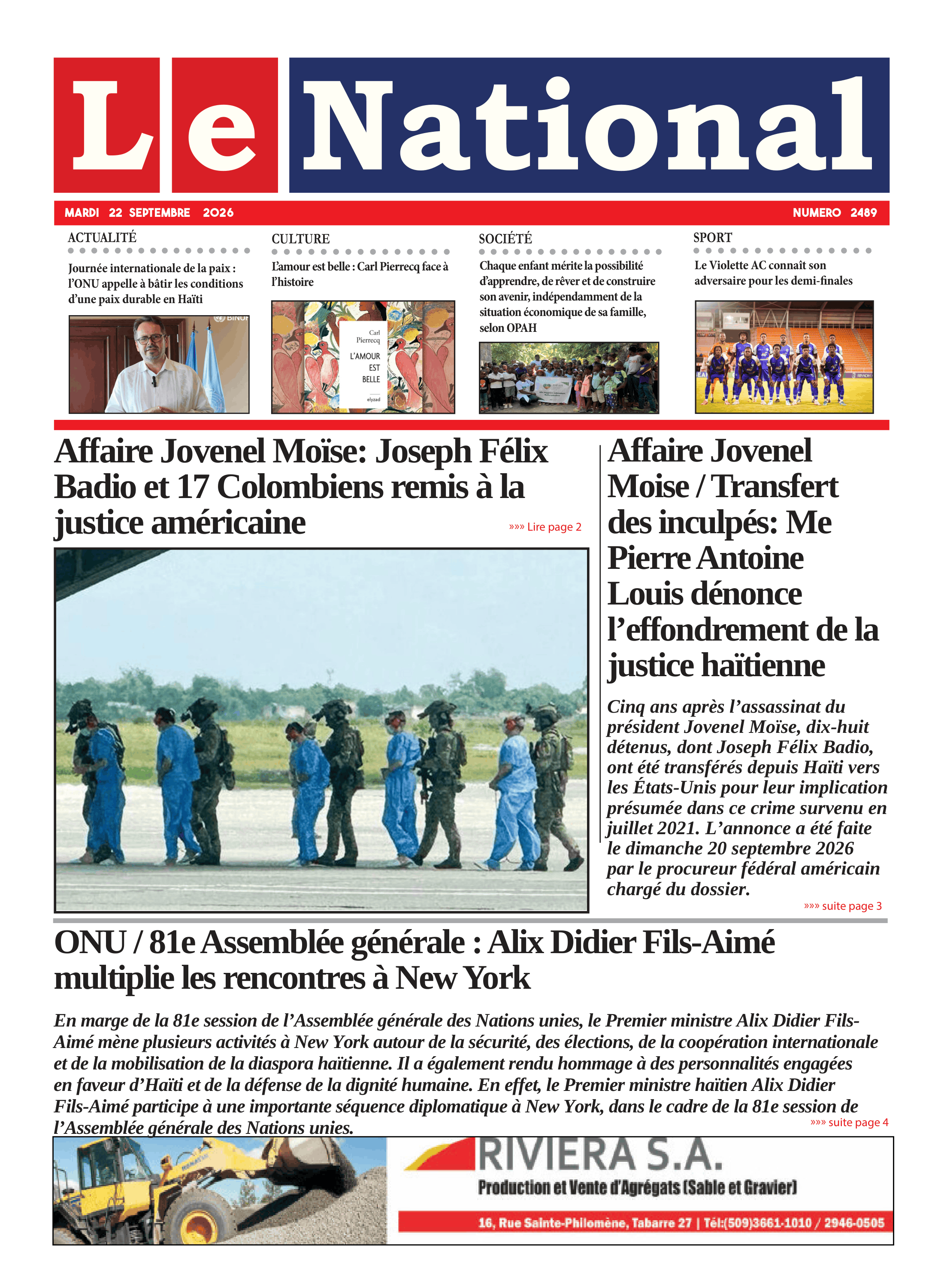 Une de l'édition 2489