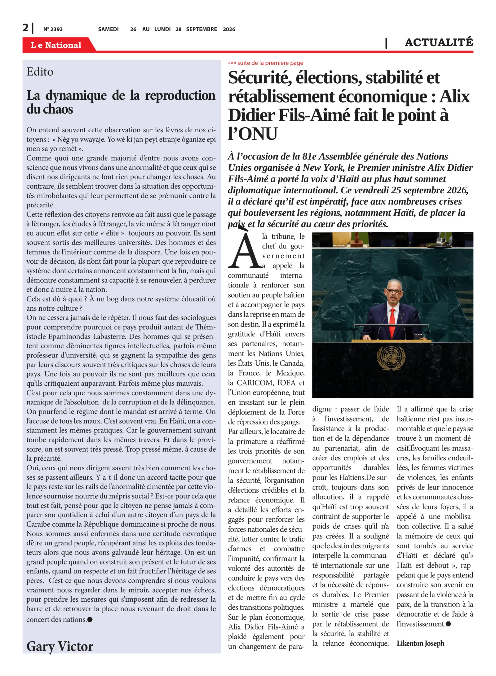 Page 2 de l'édition 2493