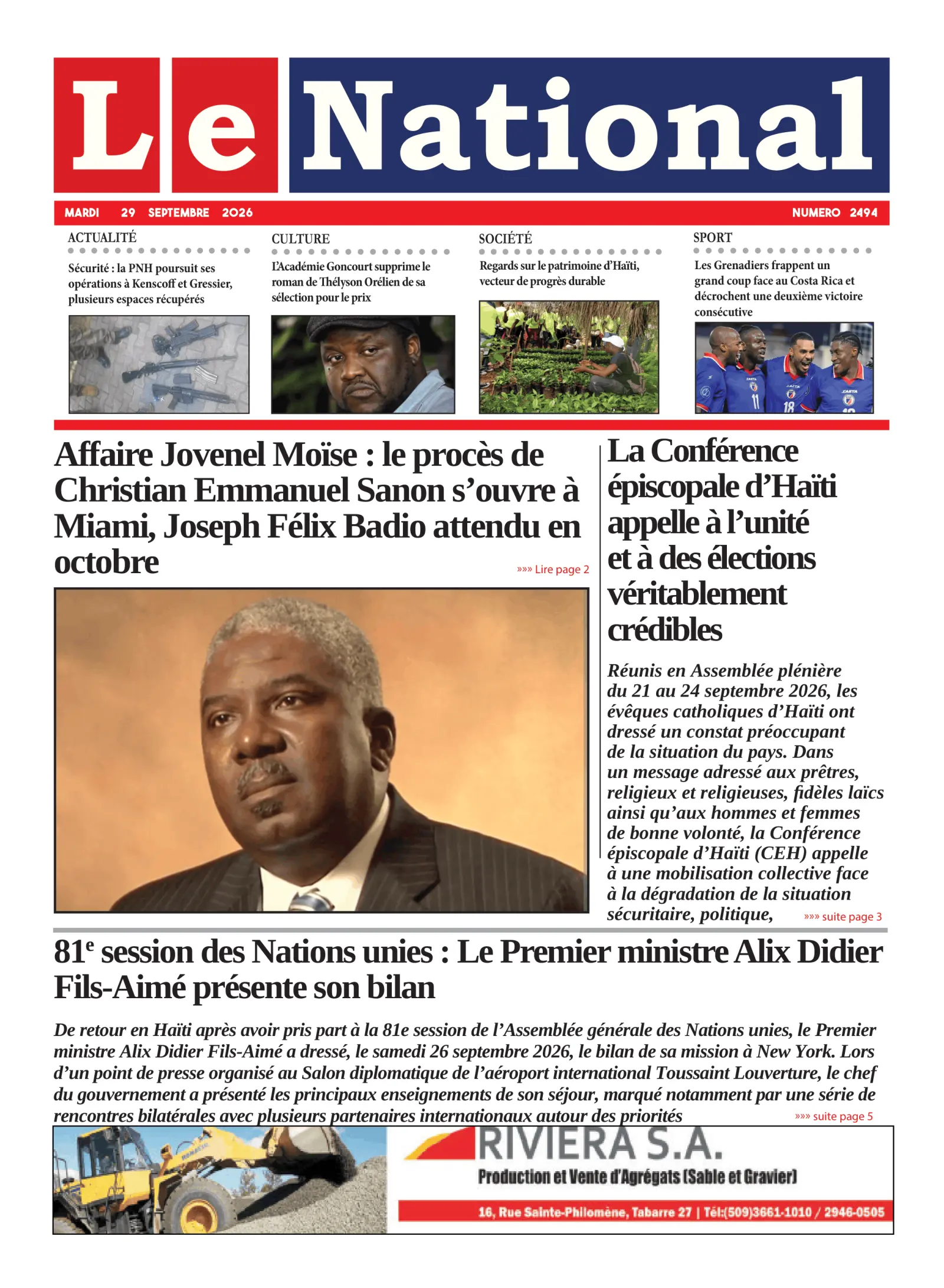 Page 1 de l'édition 2494