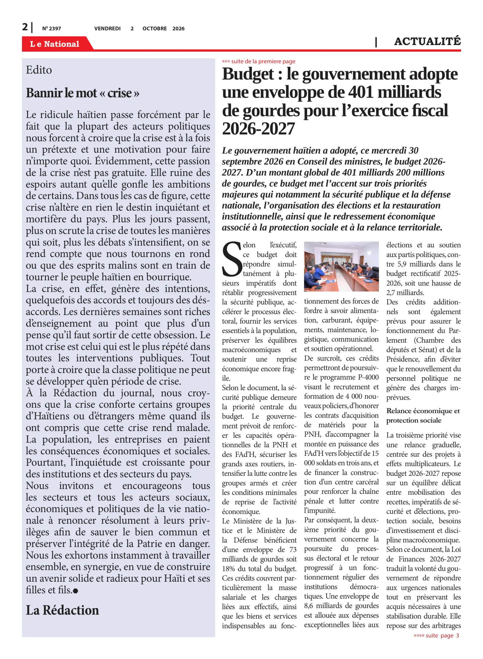 Page 2 de l'édition 2497