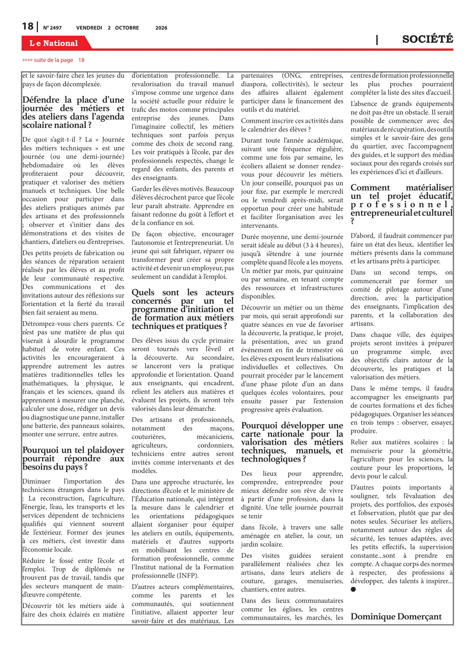 Page 18 de l'édition 2497