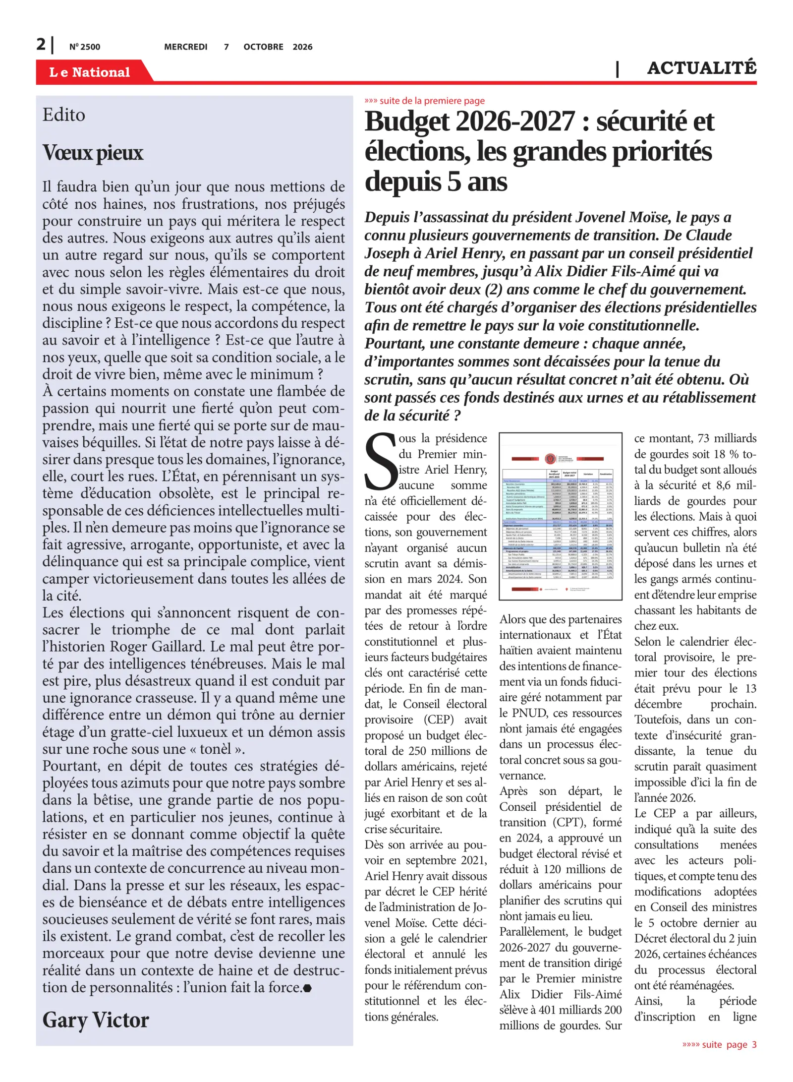 Page 2 de l'édition 2500