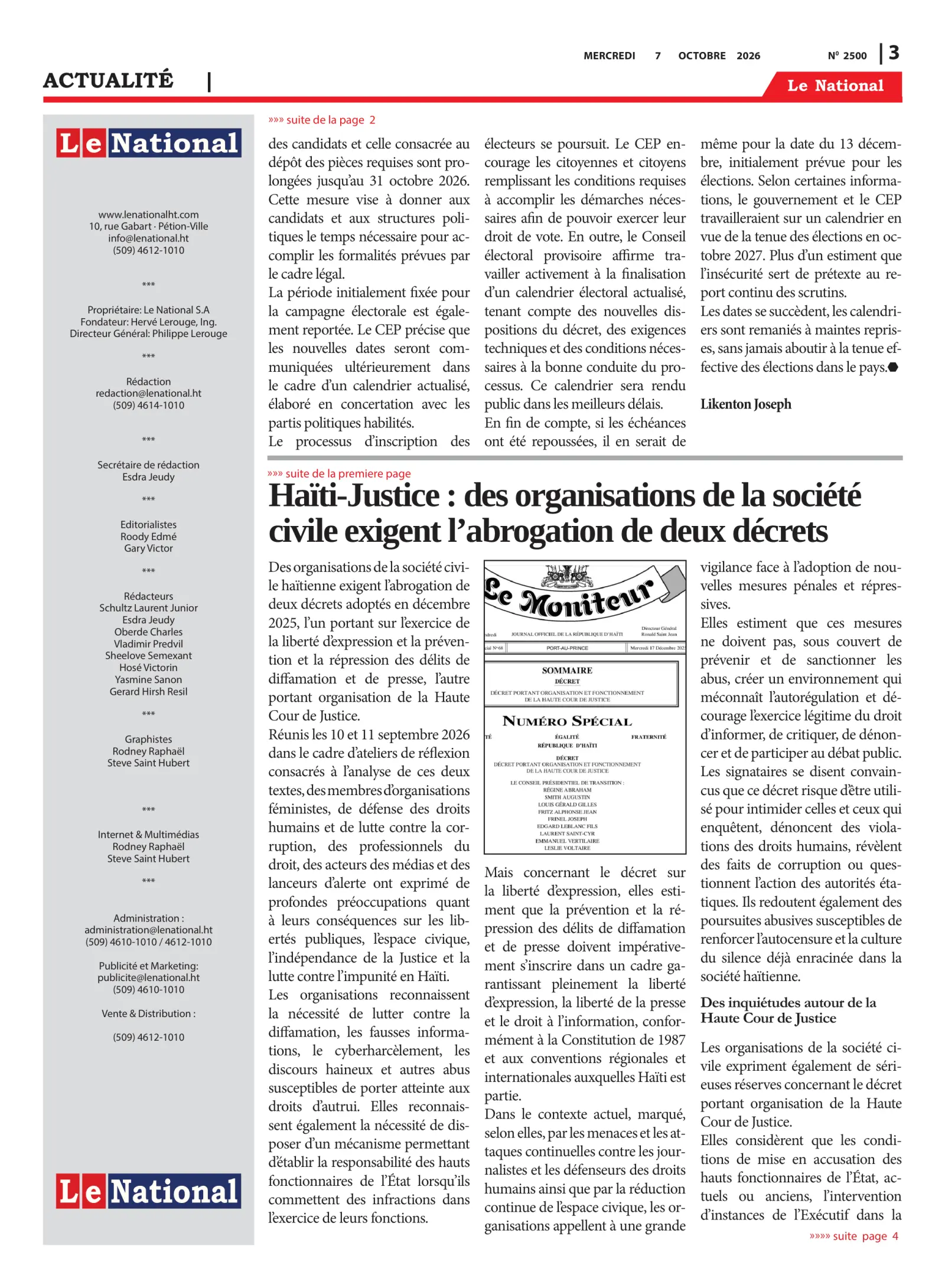 Page 3 de l'édition 2500