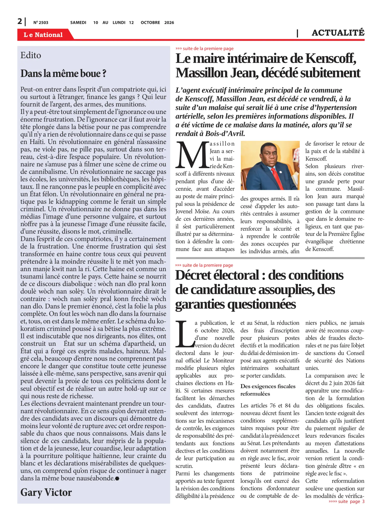 Page 2 de l'édition 2503