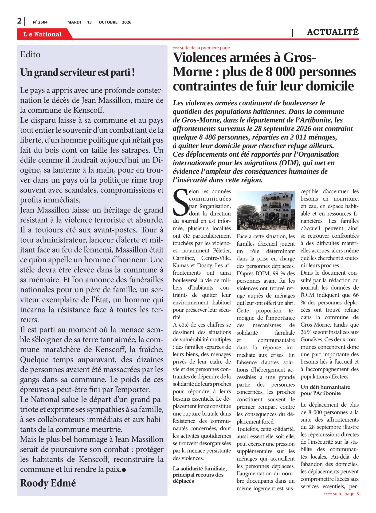 Page 2 de l'édition 2504