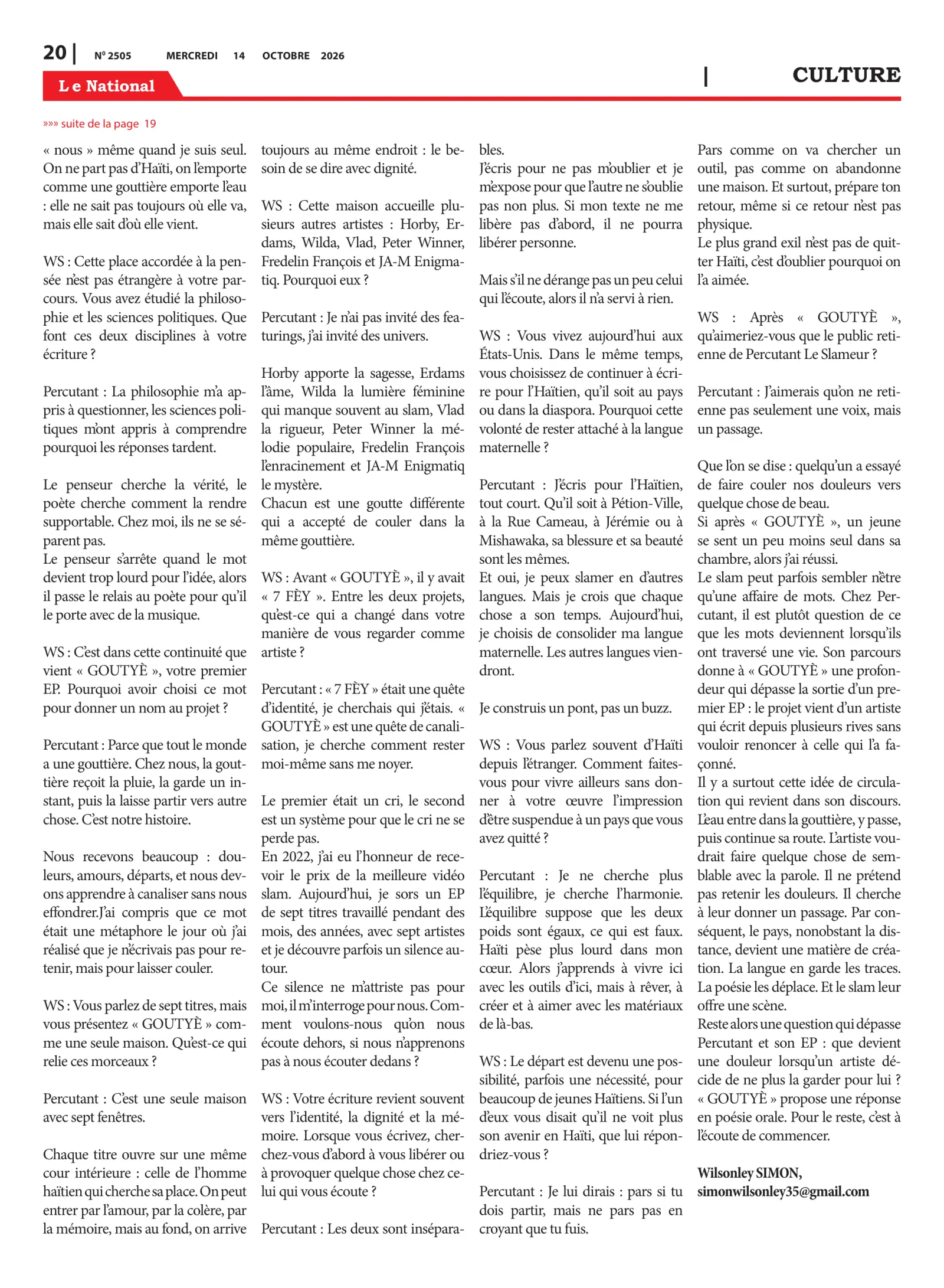 Page 20 de l'édition 2505