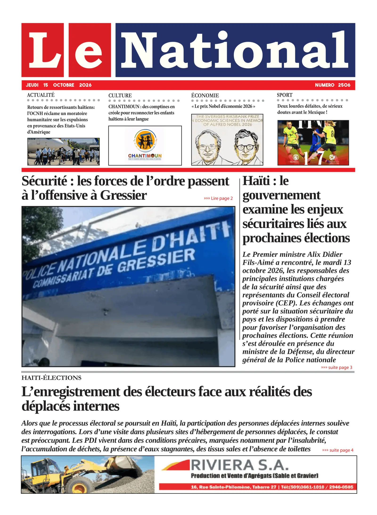 Page 1 de l'édition 2506