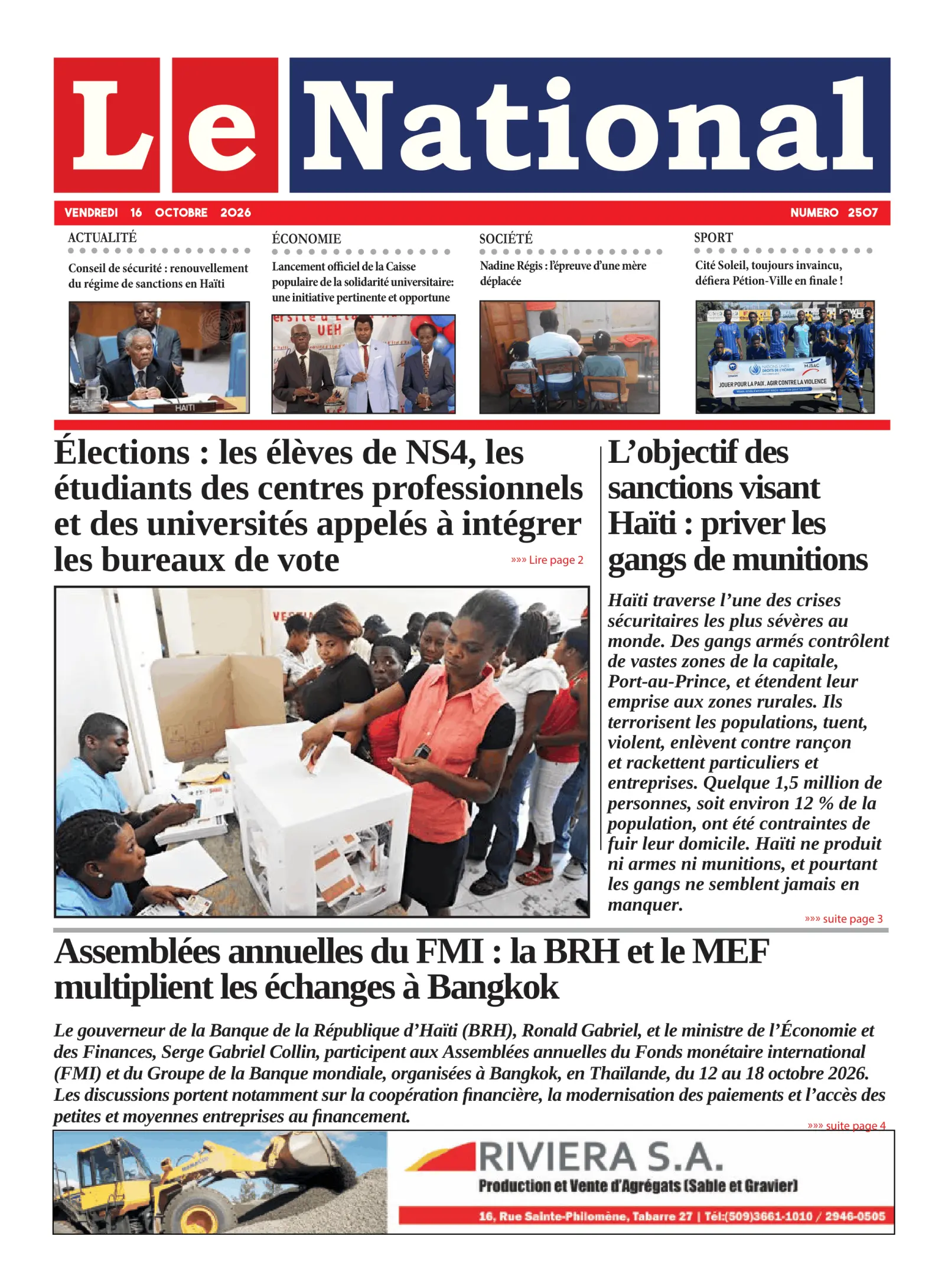 Page 1 de l'édition 2507