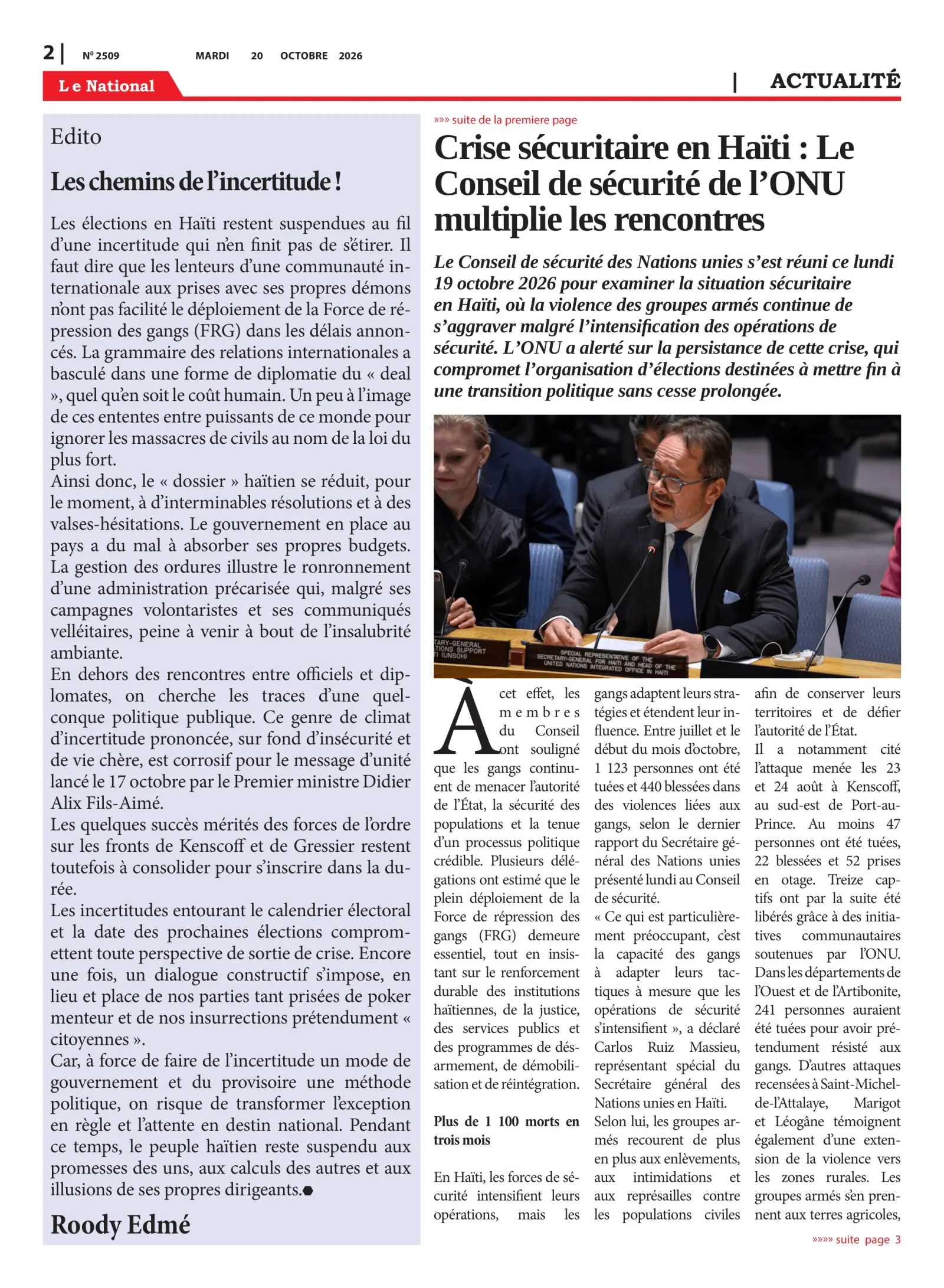 Page 2 de l'édition 2509