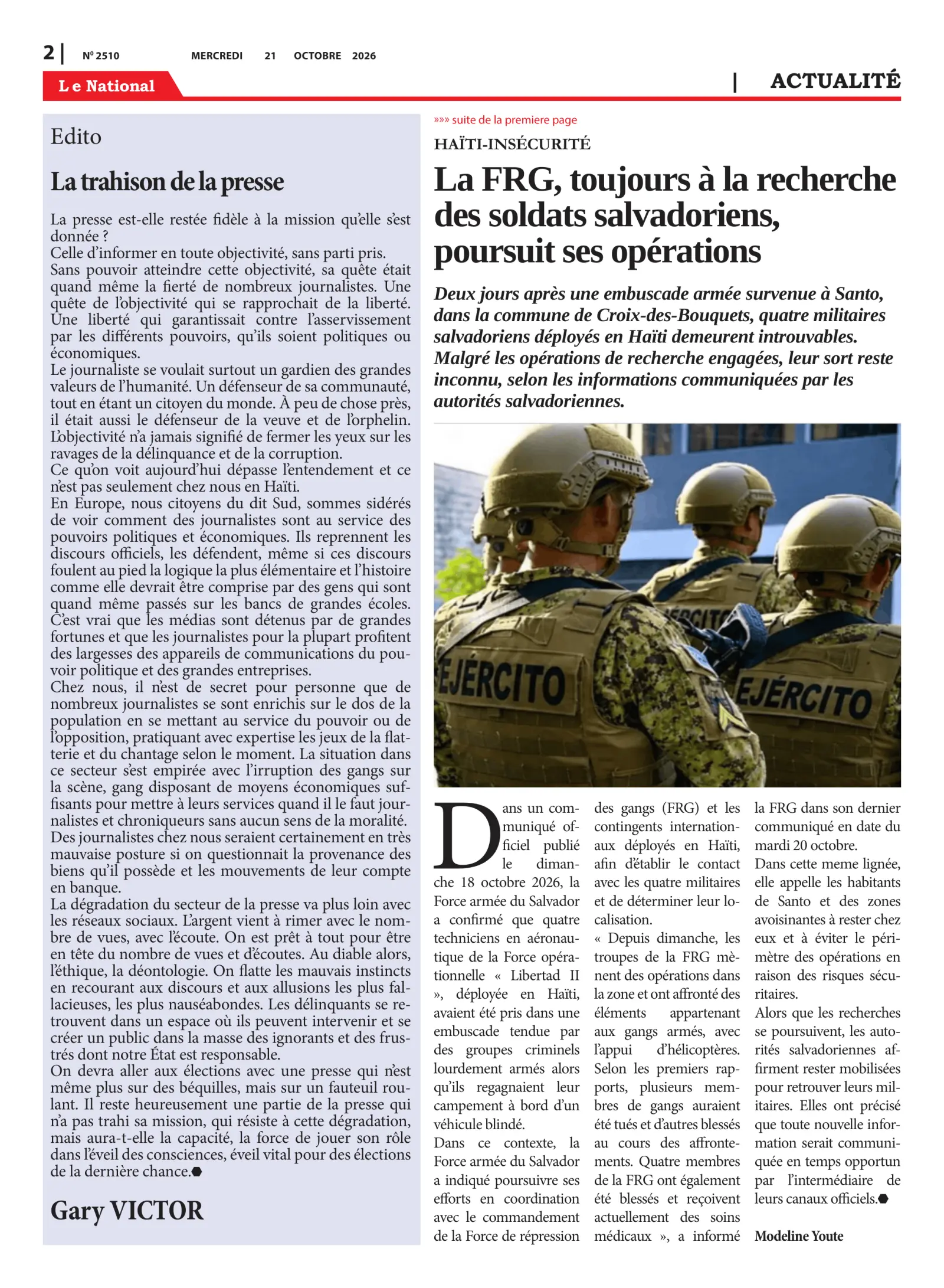Page 2 de l'édition 2510