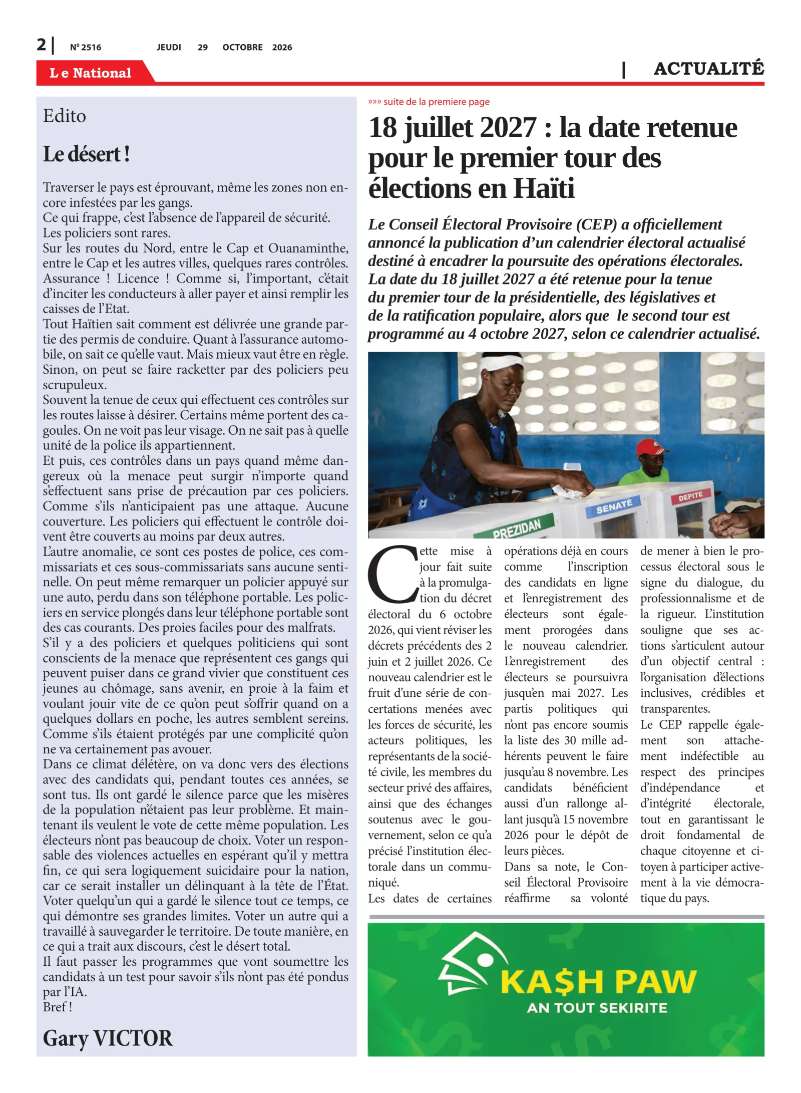 Page 2 de l'édition 2516